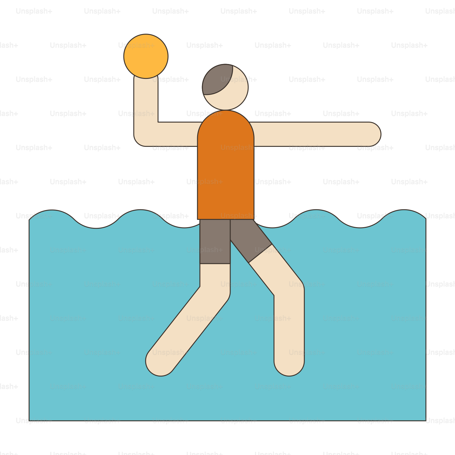 A man is playing with a ball in the water