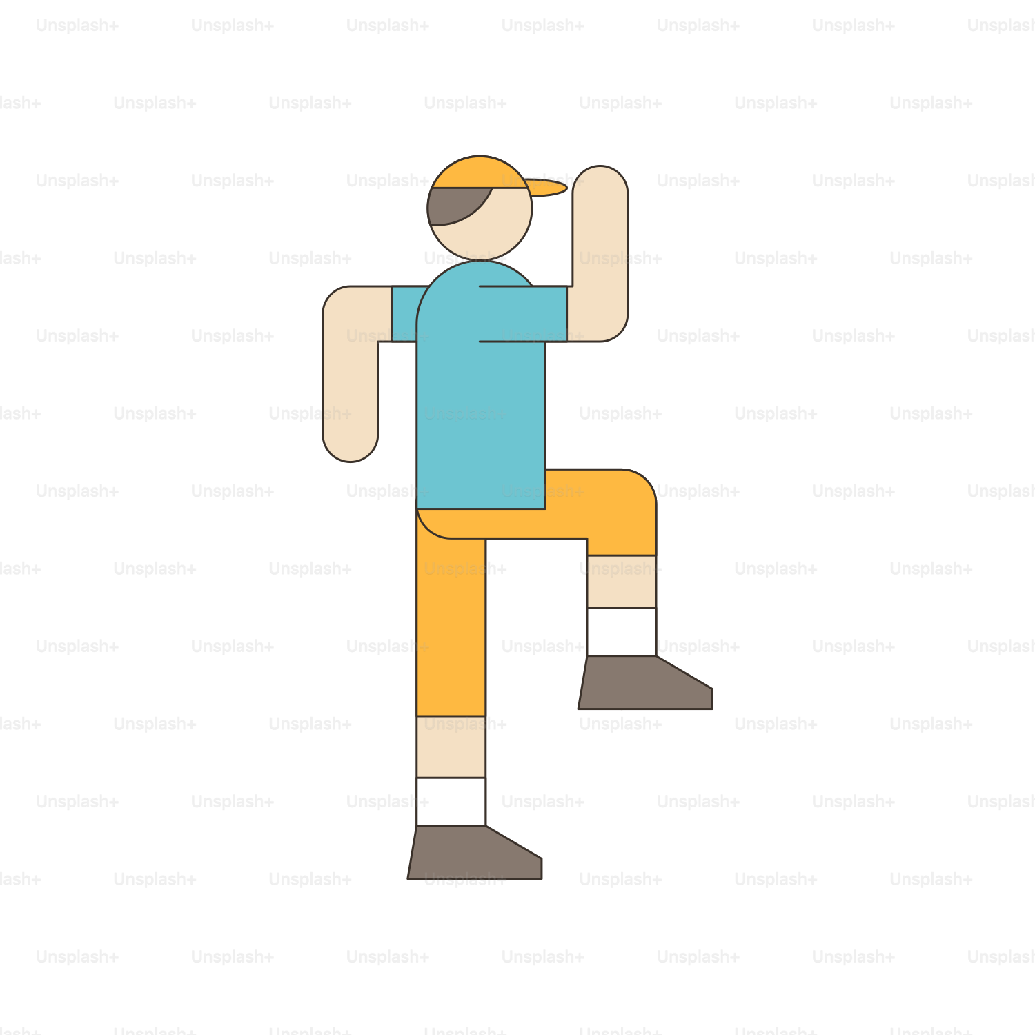 A man in a blue shirt and yellow pants holding a baseball bat