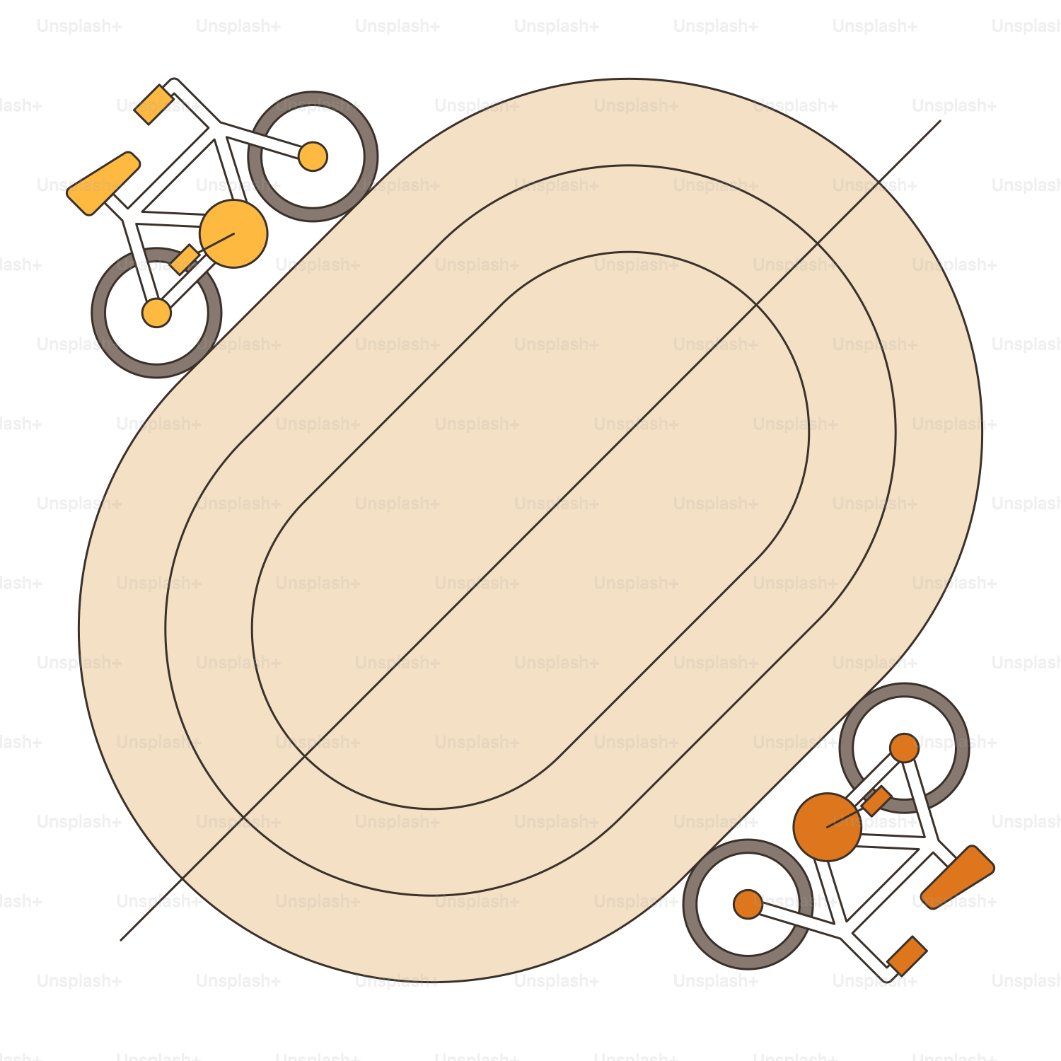 A drawing of a bicycle on a white background