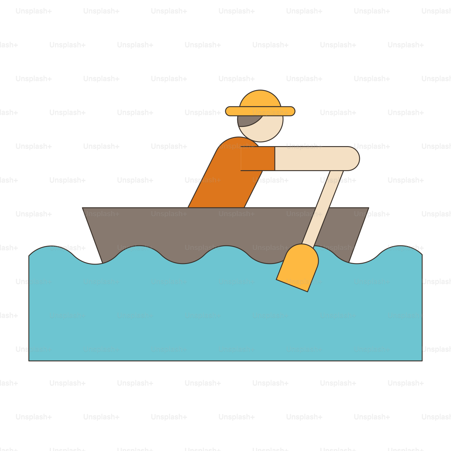 A man is rowing a boat in the water