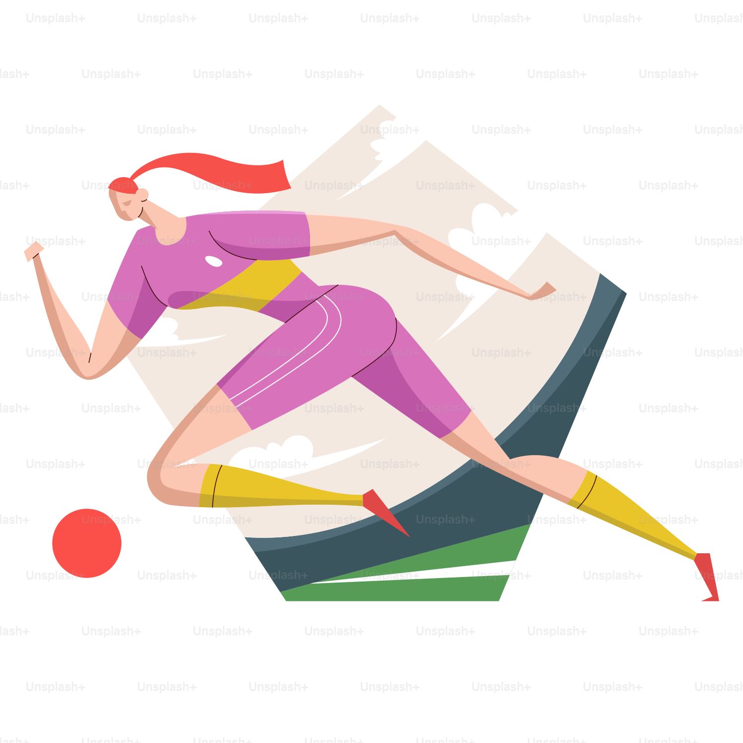A woman is running with a ball in her hand