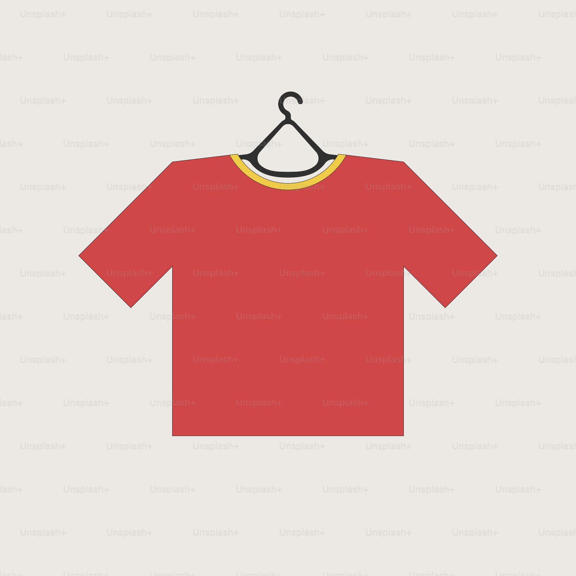 A red t - shirt hanging on a hanger