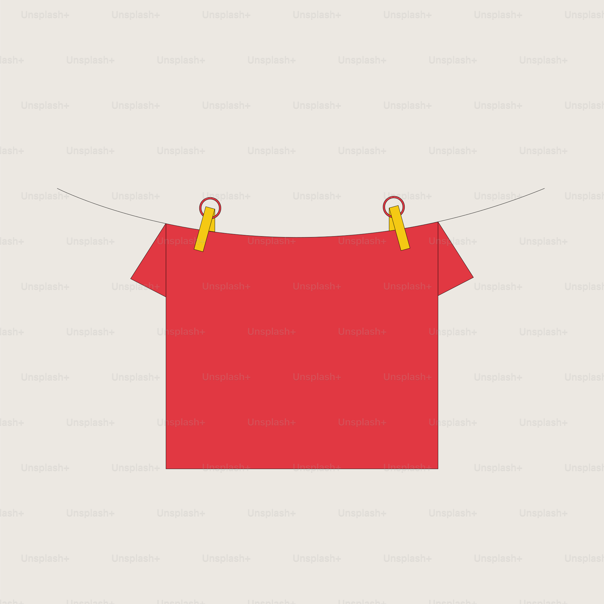 A red shirt hanging on a clothes line