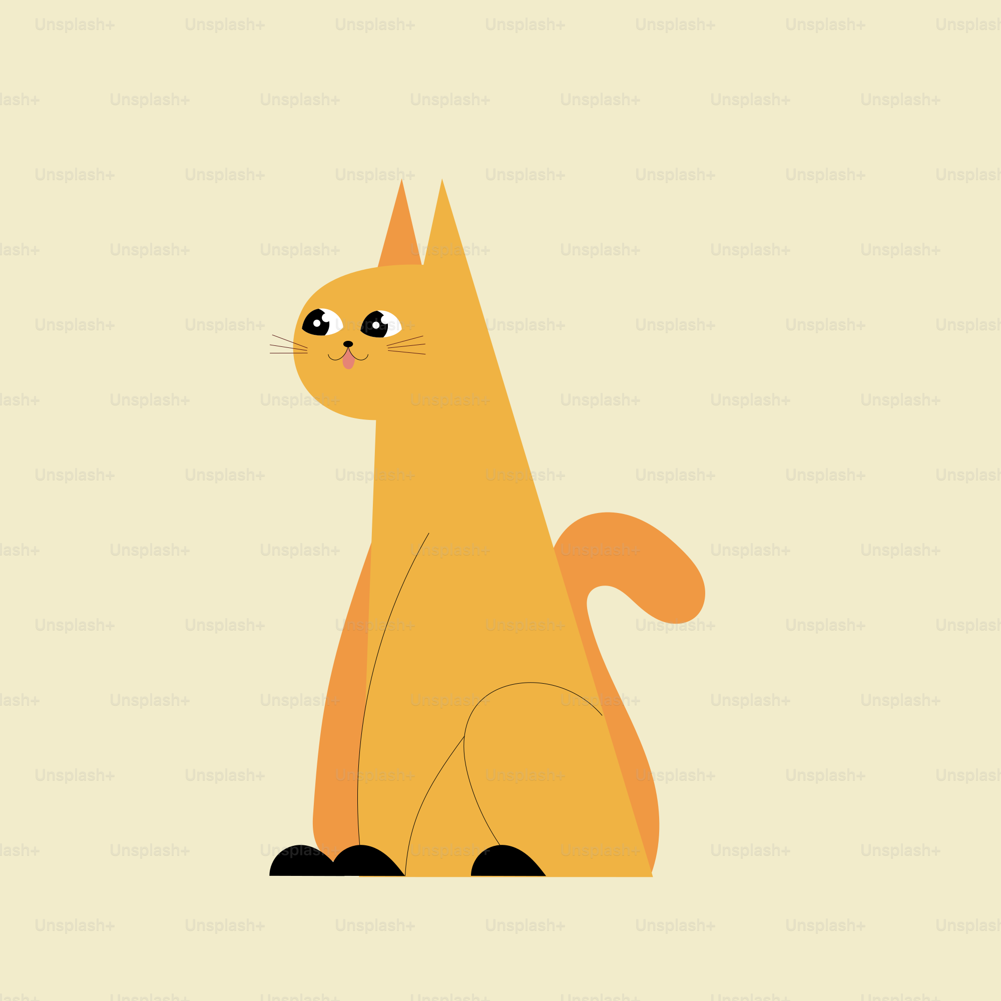 A yellow cat sitting on top of a white floor