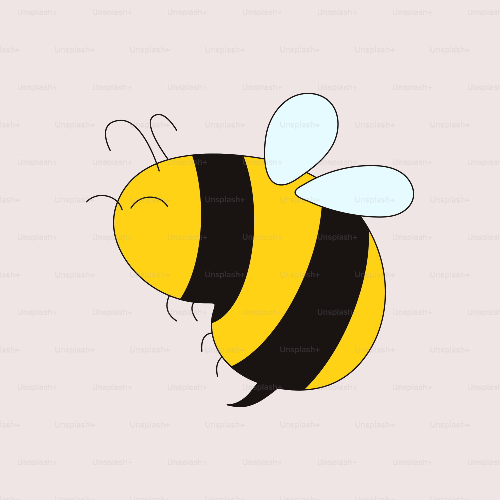 A drawing of a bee on a pink background