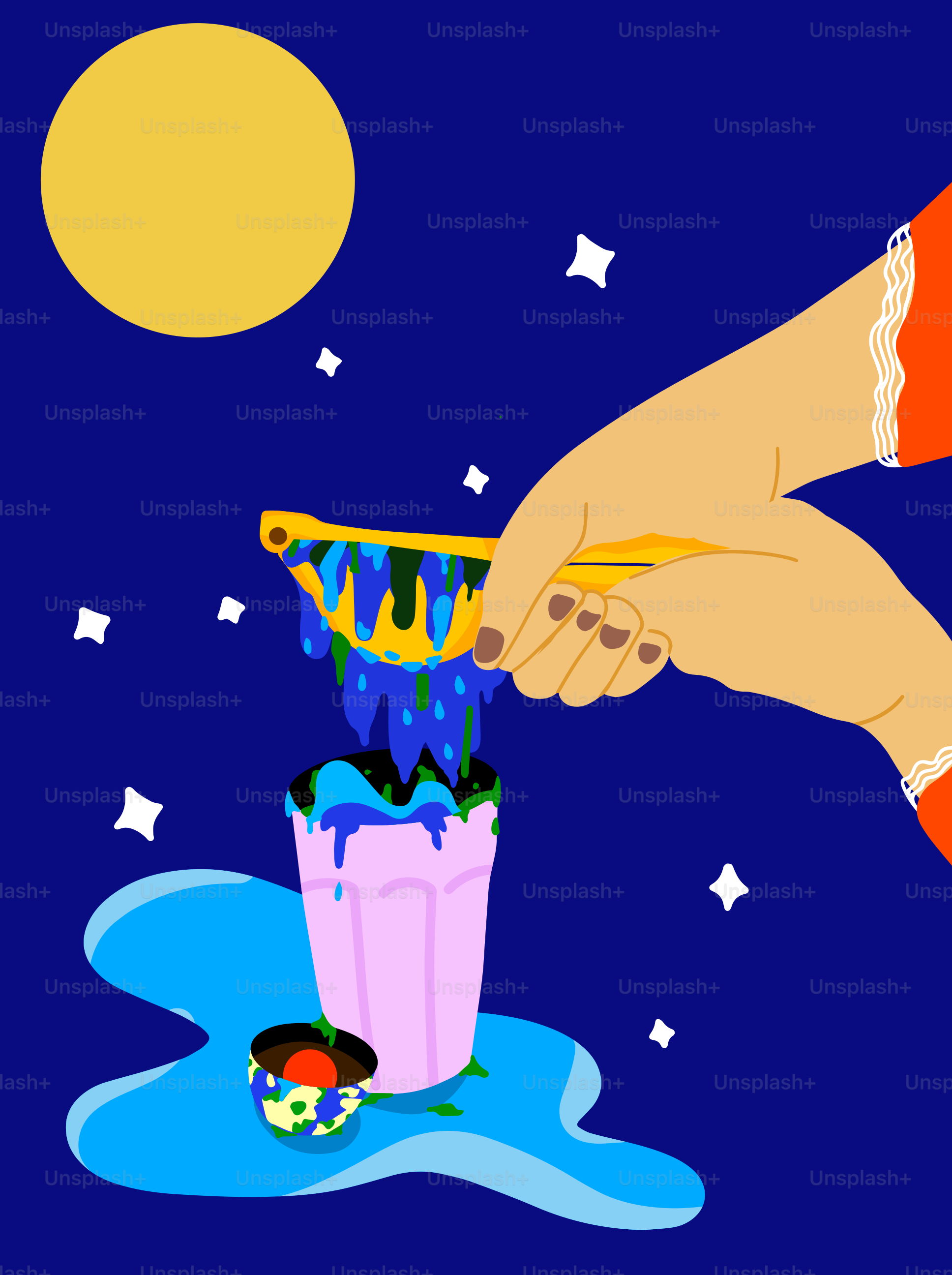 Una mano che tiene uno spazzolino da denti sopra una tazza di dentifricio