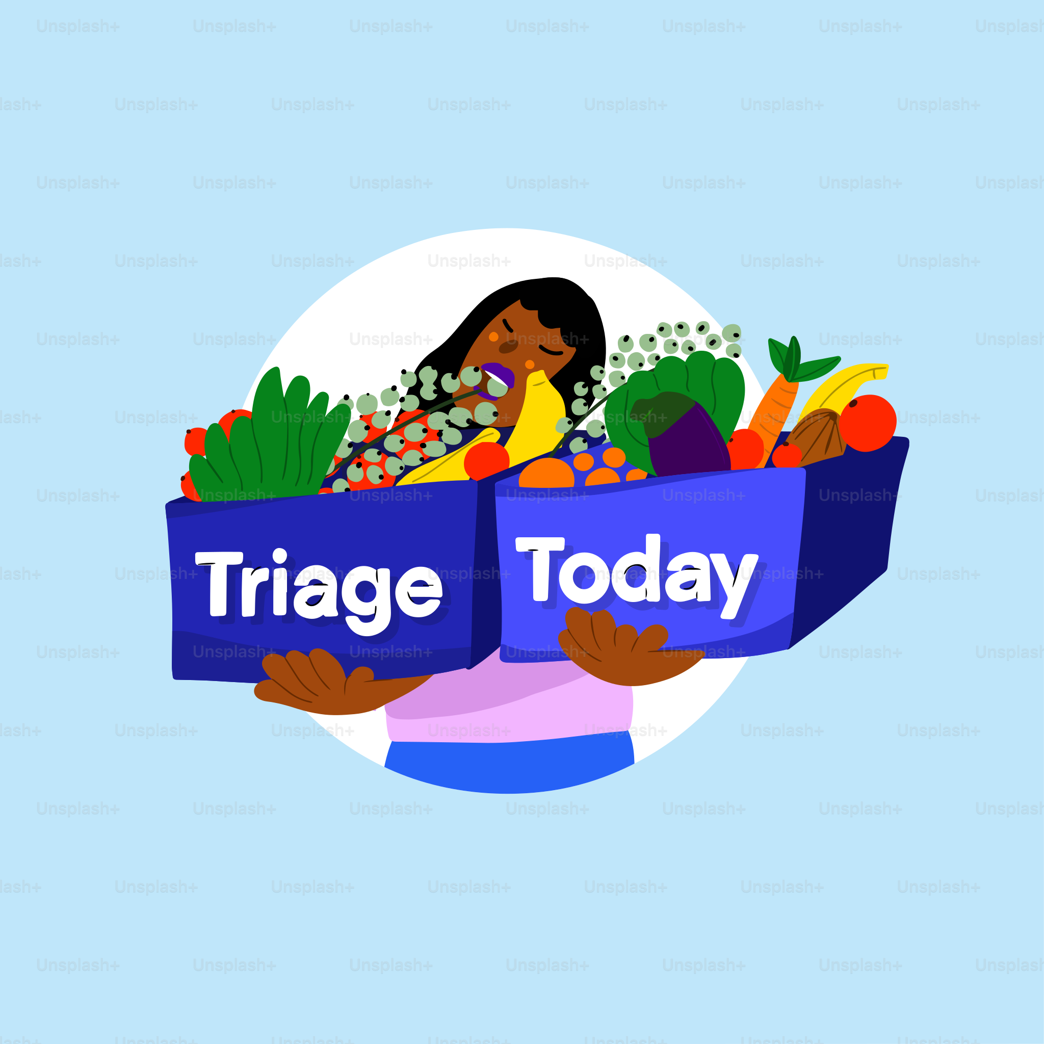 A picture of a woman holding a sign with the words'triage today '