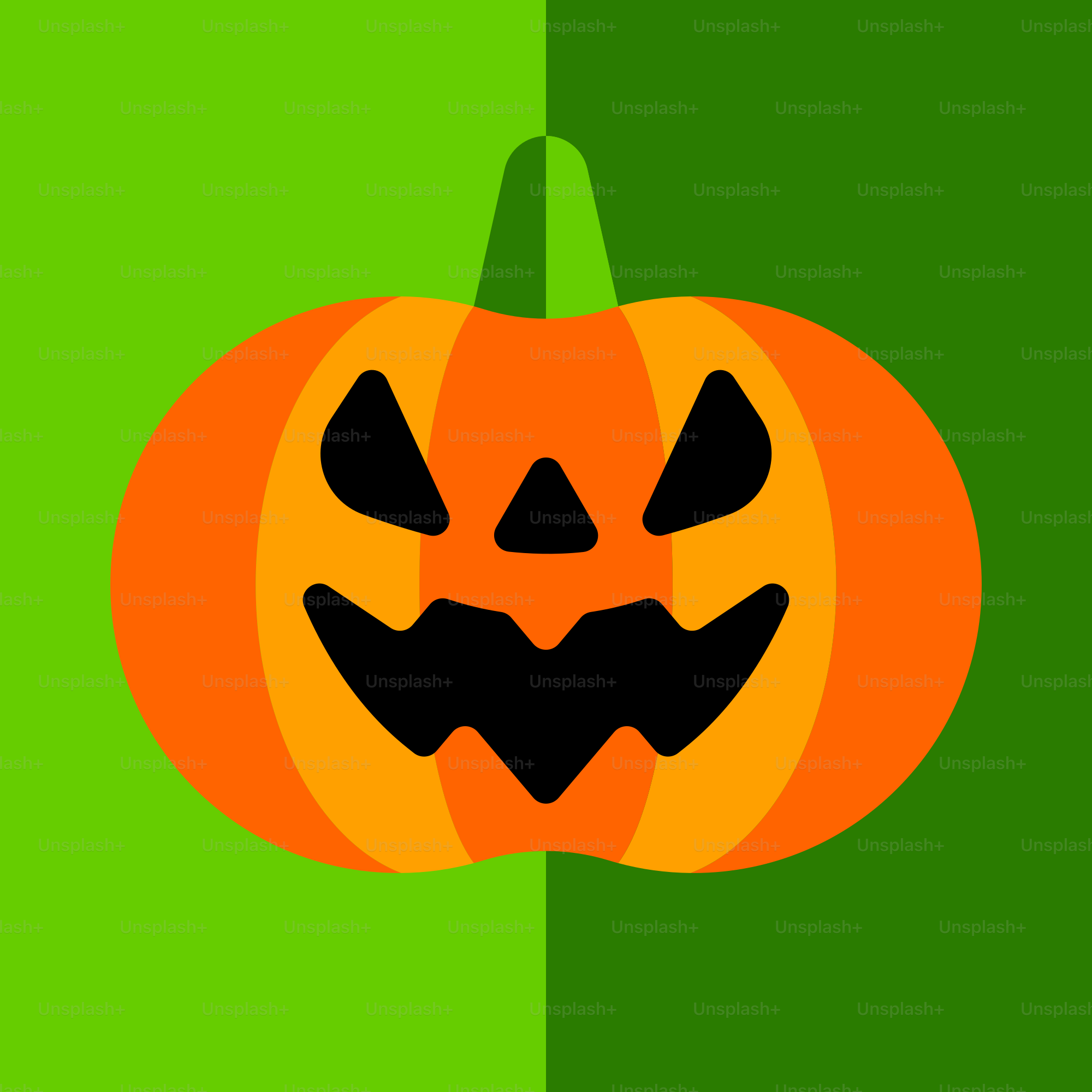 Uno sfondo di Halloween verde e arancione con una lanterna jack - o -