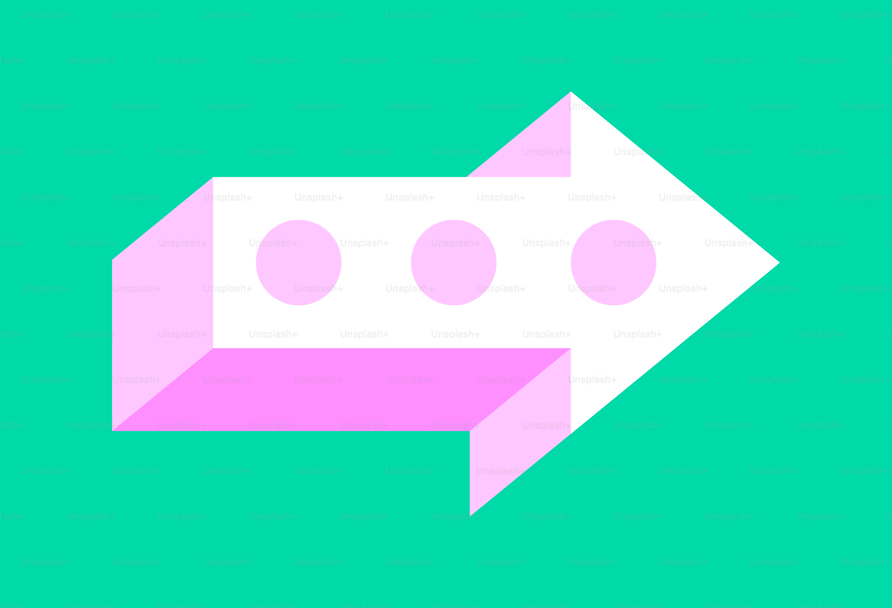 A pink arrow pointing to a green background