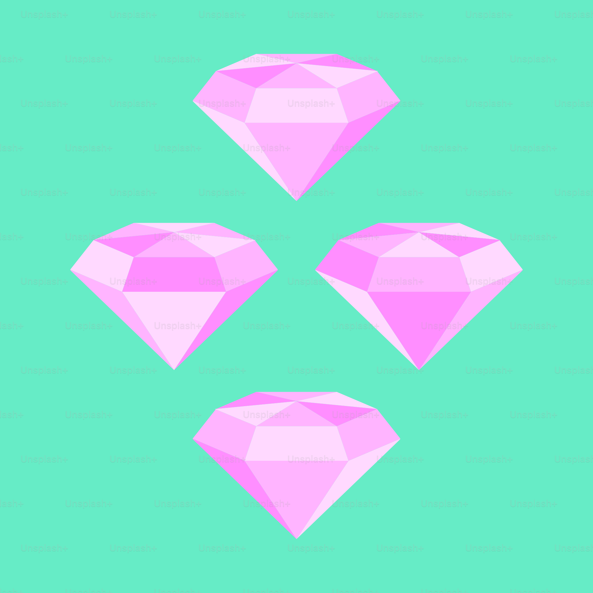 Three pink diamonds on a green background