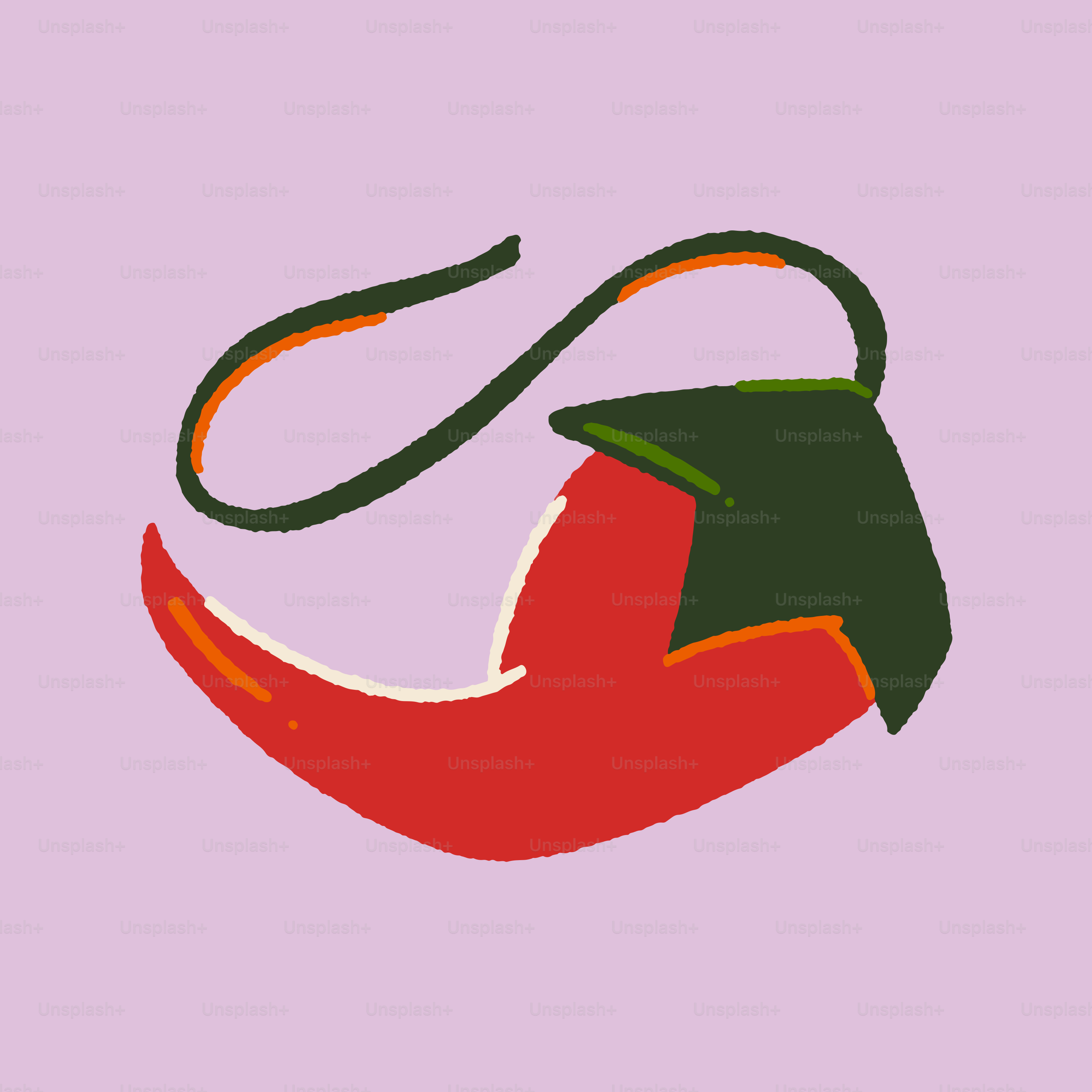 Un pimiento rojo con una hoja verde