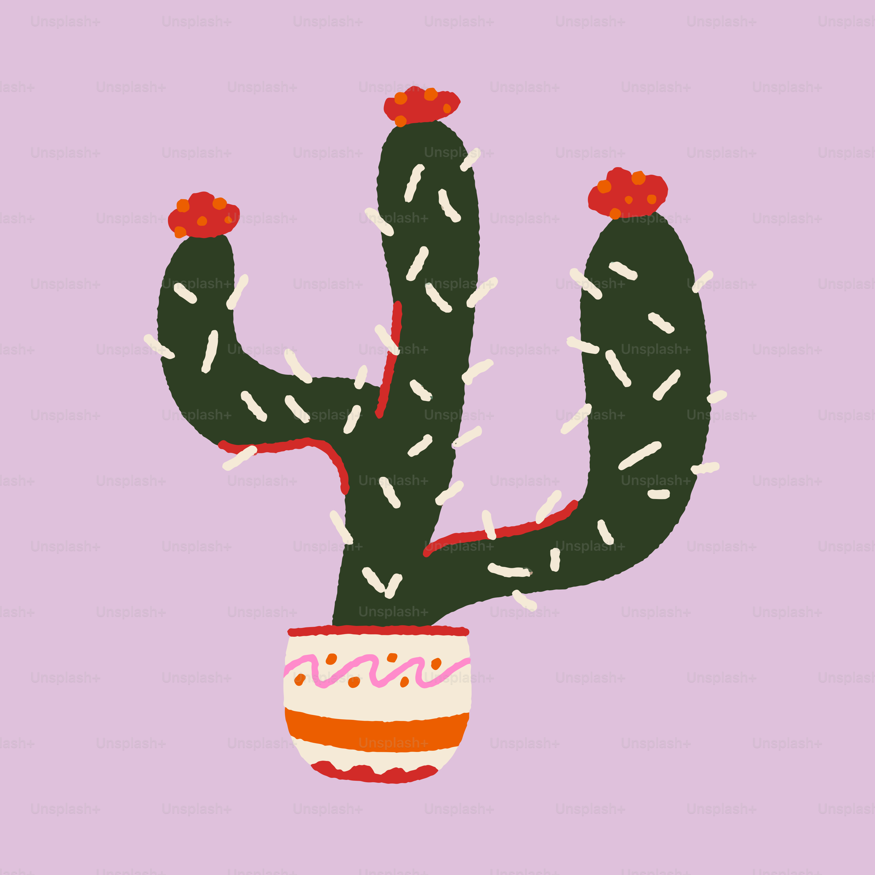 Un cactus dans un pot sur fond violet