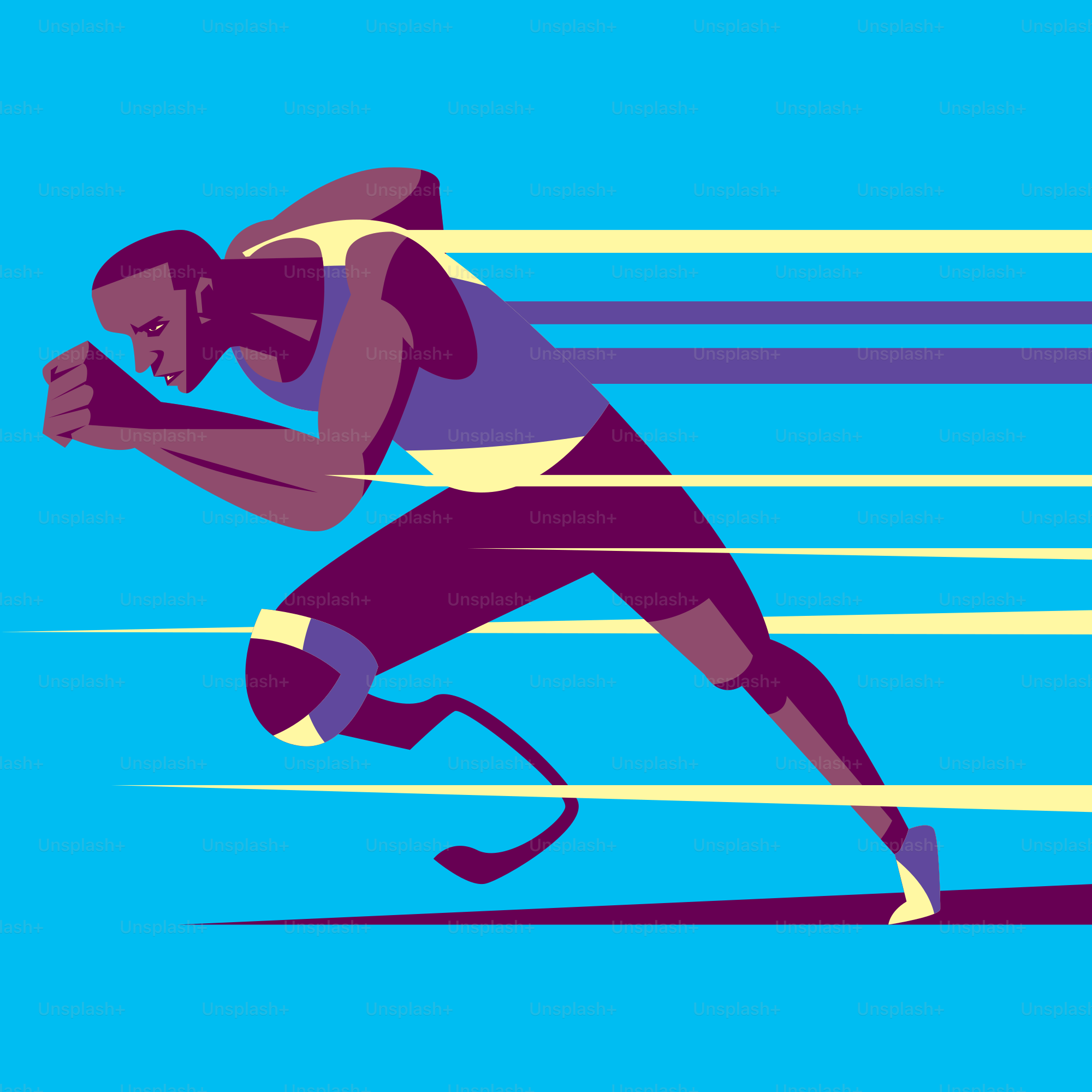 A man is running on a blue background