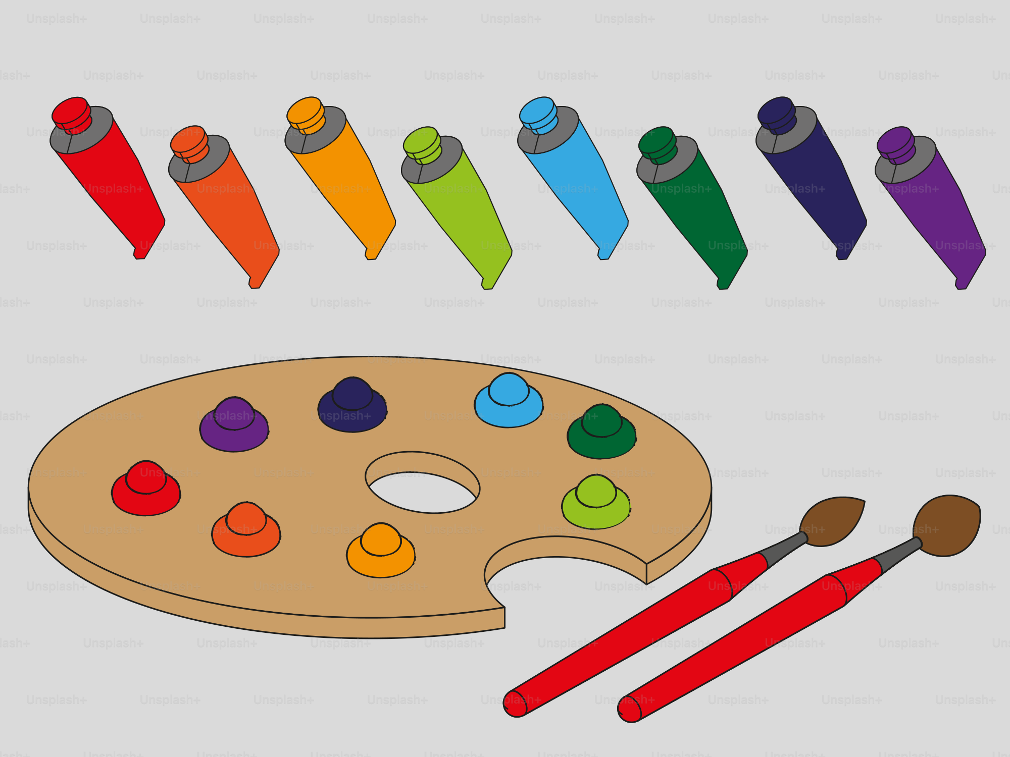 L'immagine di un pennello e una tavolozza di colori