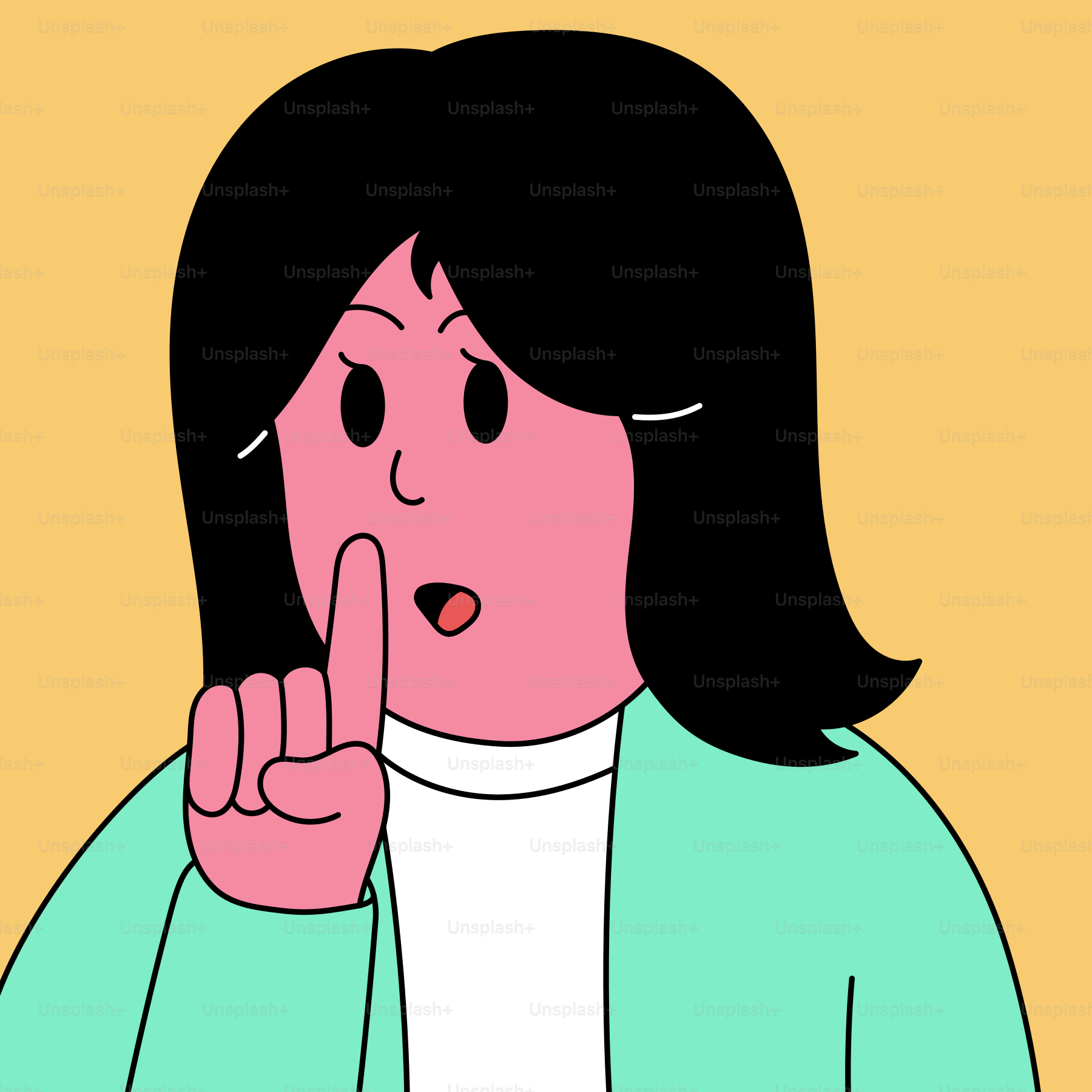 A woman with a finger in her mouth