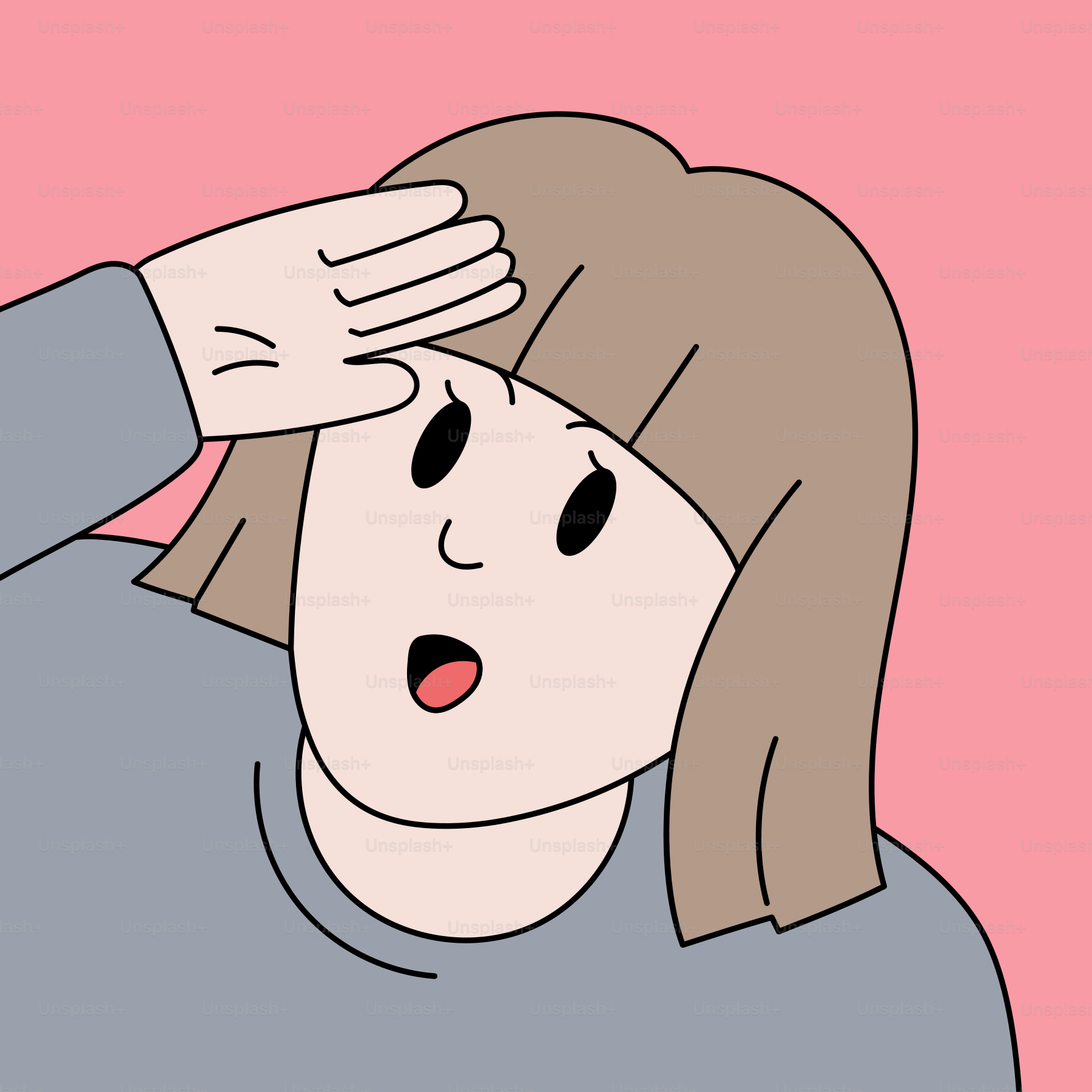 Eine Frau, die ihre Augen mit den Händen bedeckt