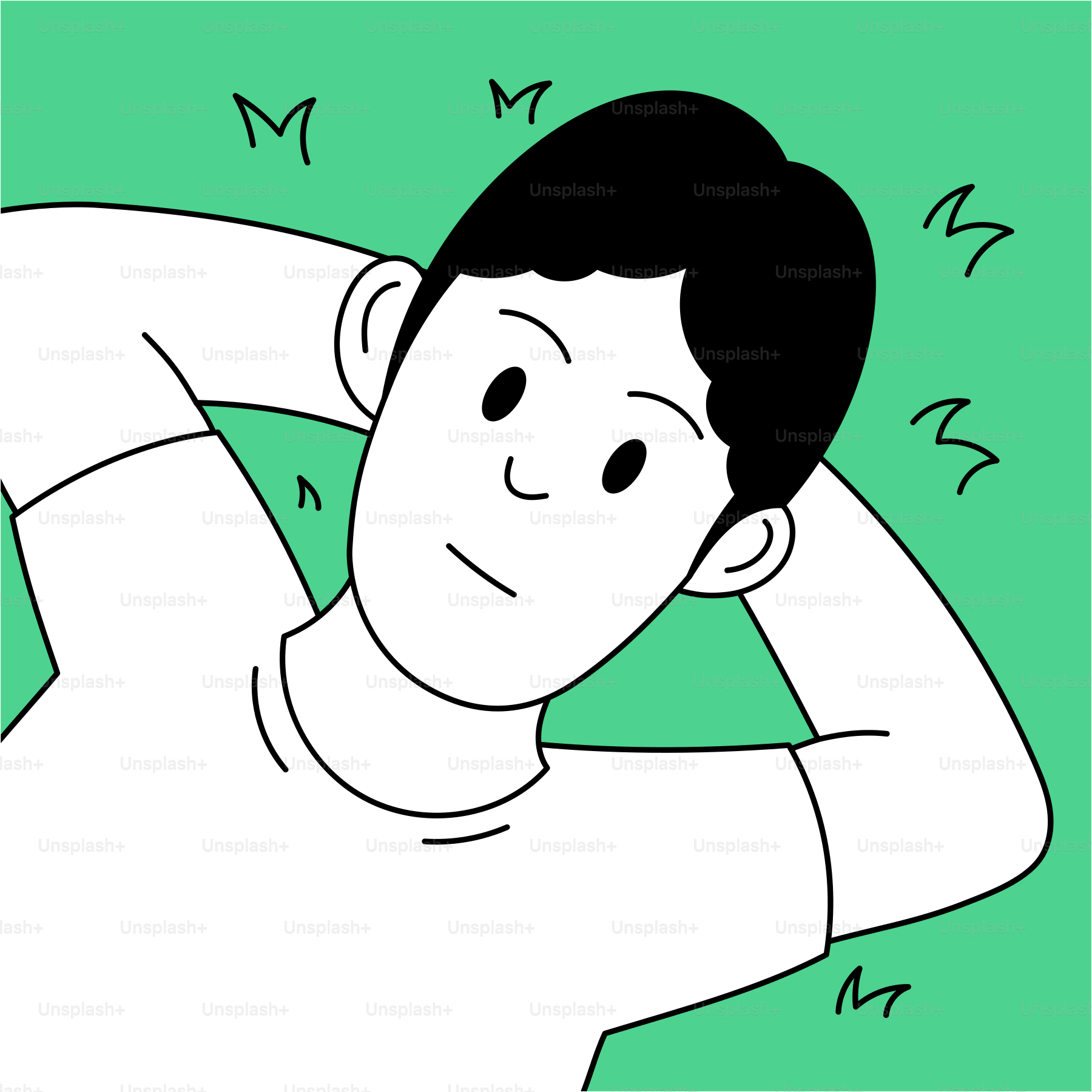 A drawing of a man holding his head in his hands