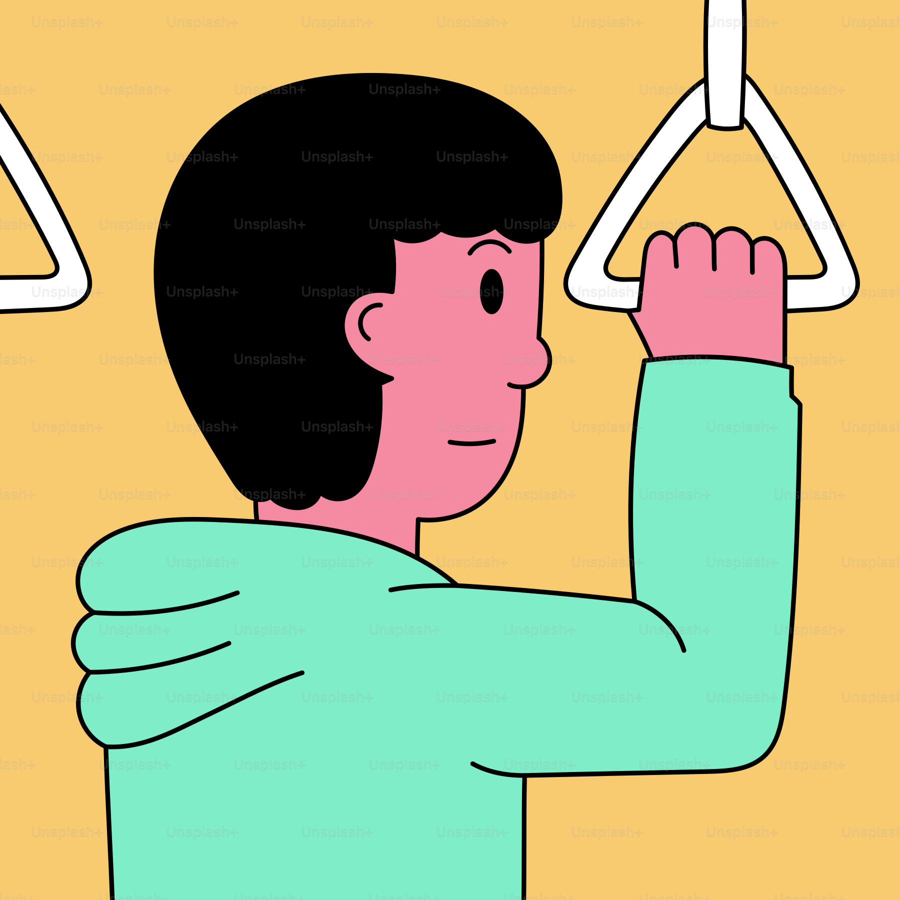 A cartoon of a man on a swing