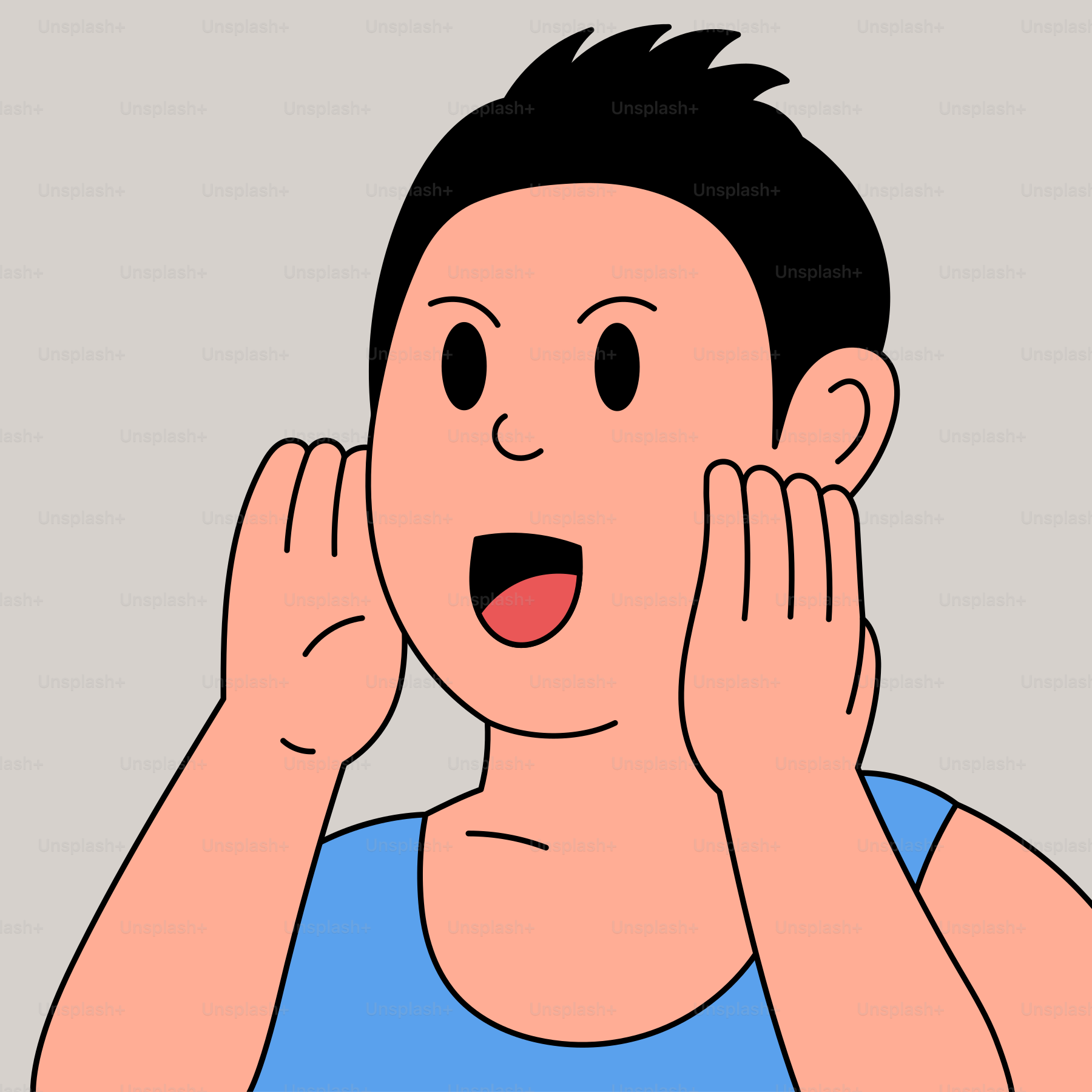 Um homem com um olhar surpreso no rosto