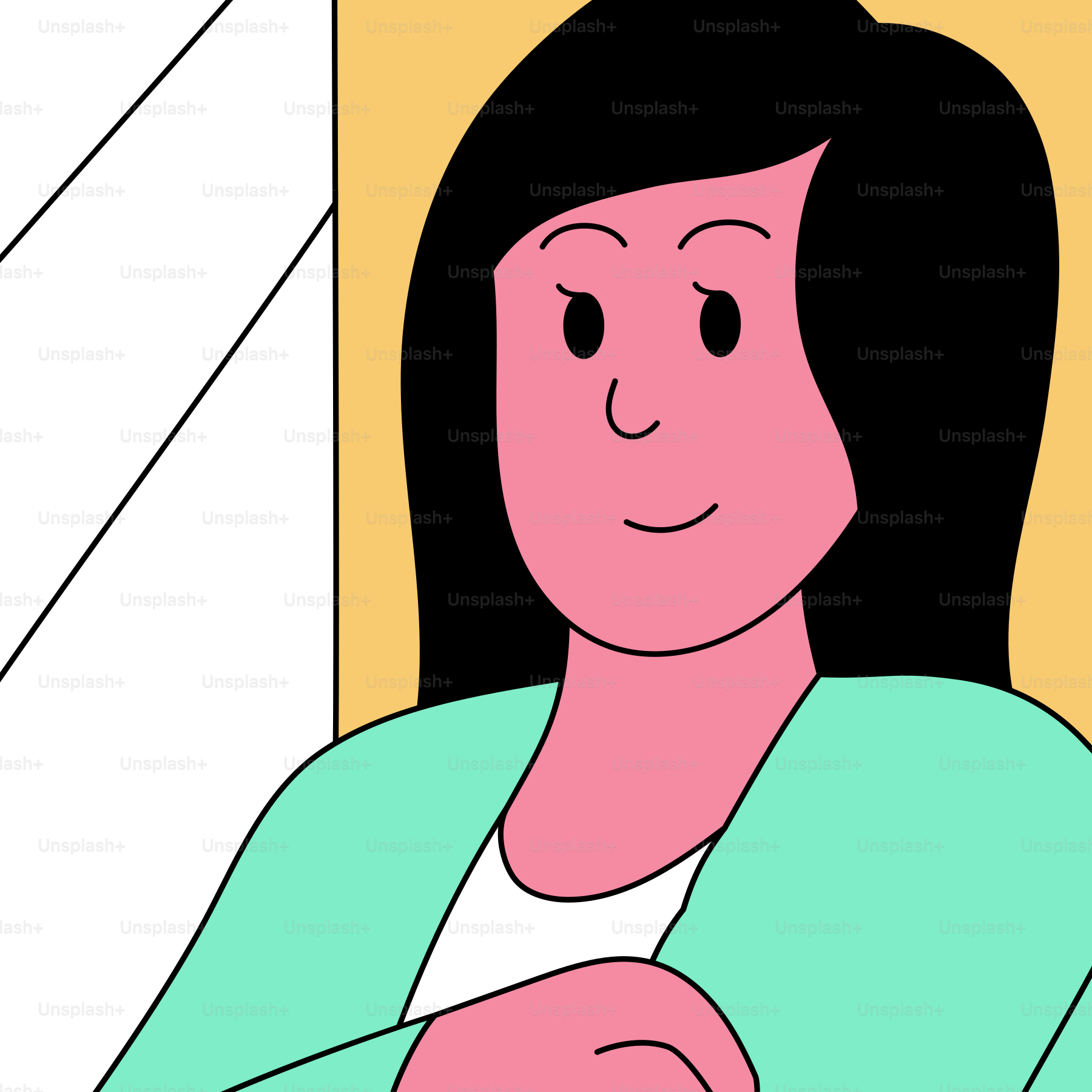 A drawing of a woman sitting in front of a window