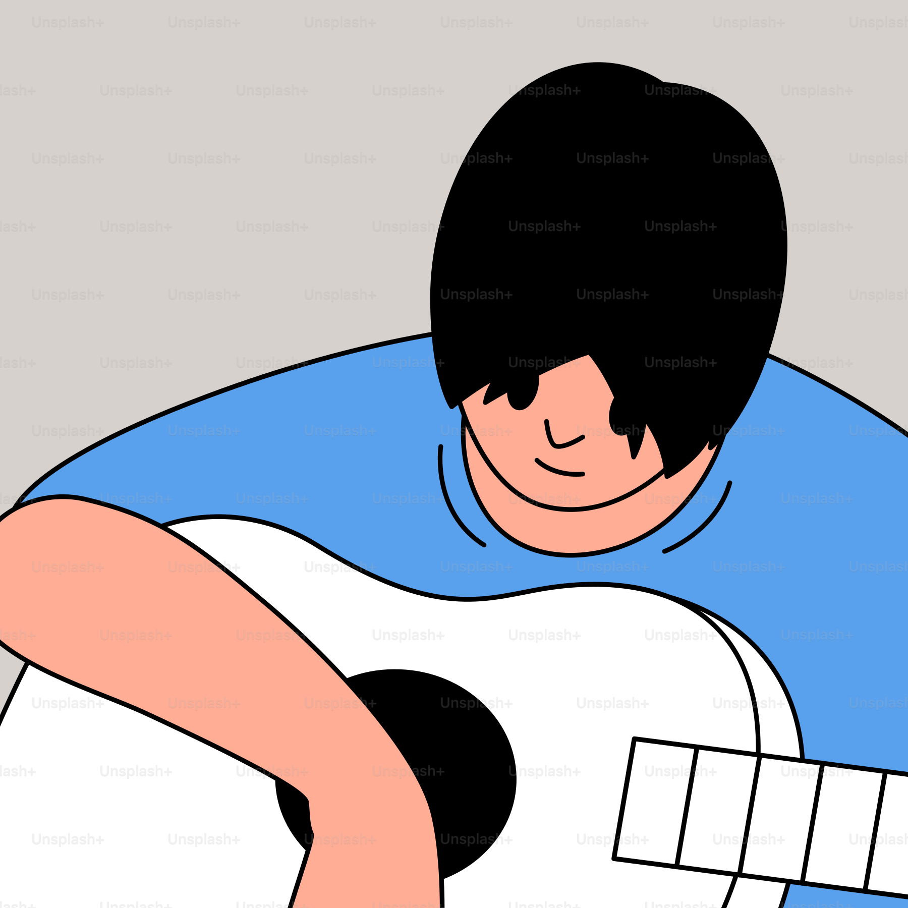 A person sitting down playing a guitar