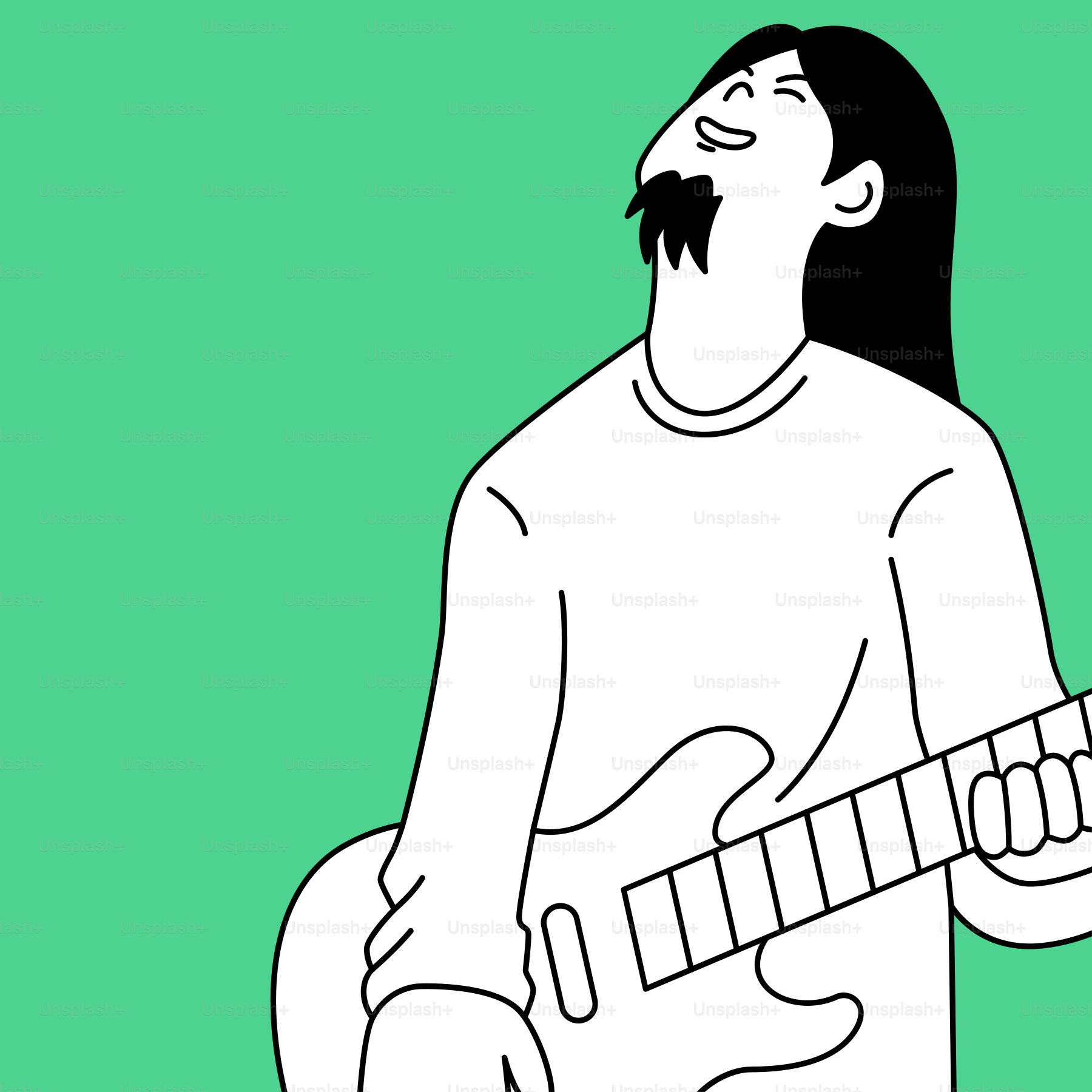 Un dibujo de un hombre tocando la guitarra
