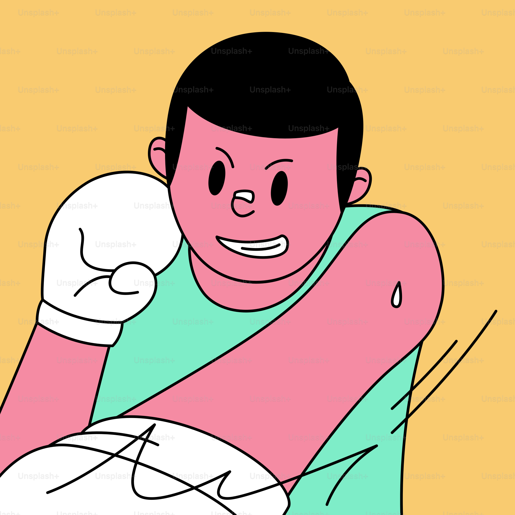 A drawing of a man holding a football