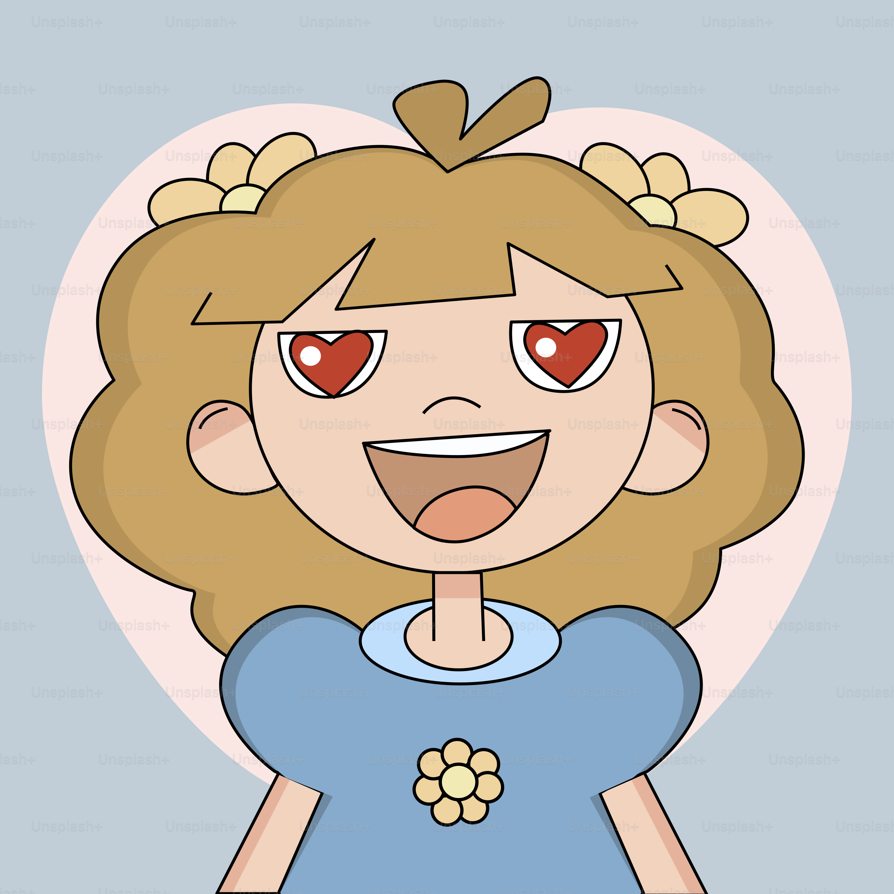 Ein Cartoon-Mädchen macht ein lustiges Gesicht