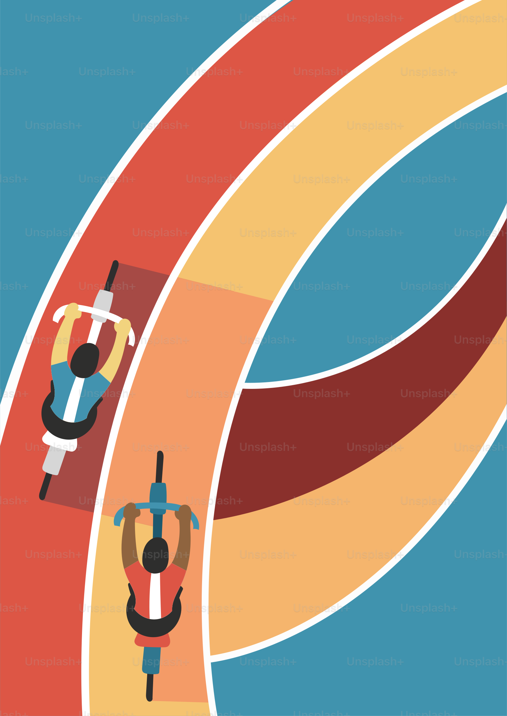 A poster of a man riding a bike down a road