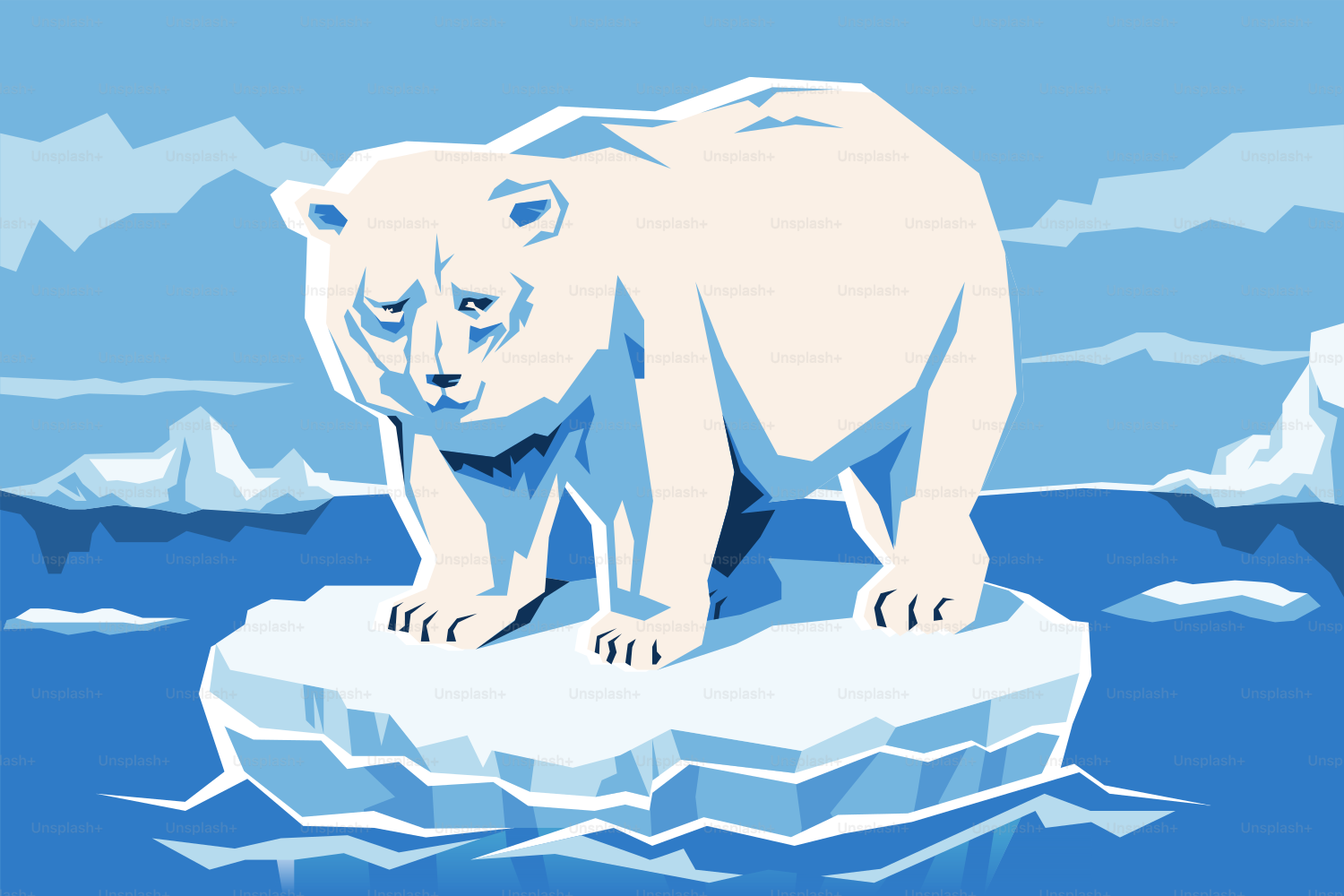 A polar bear standing on top of an iceberg