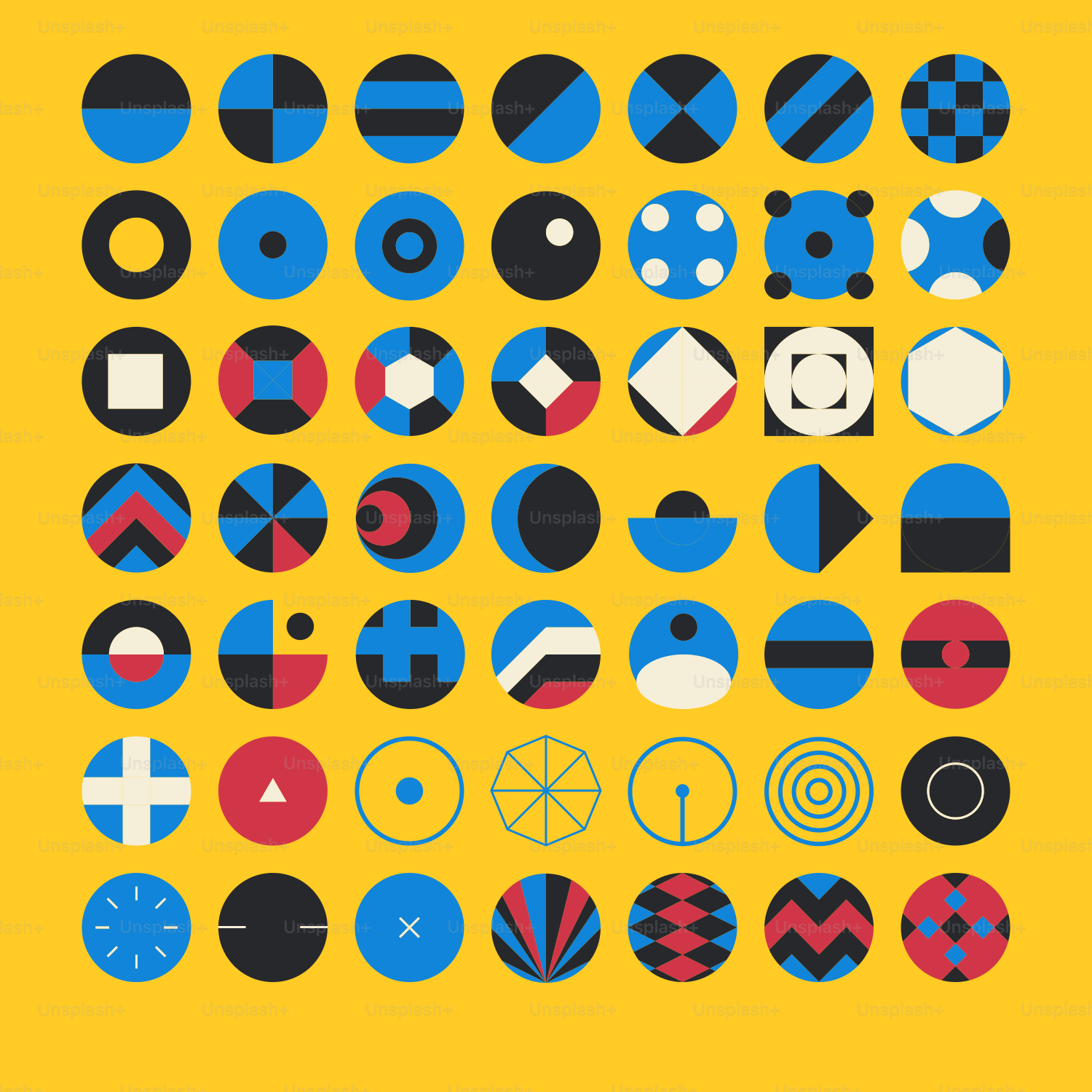 A poster with a bunch of different shapes on it