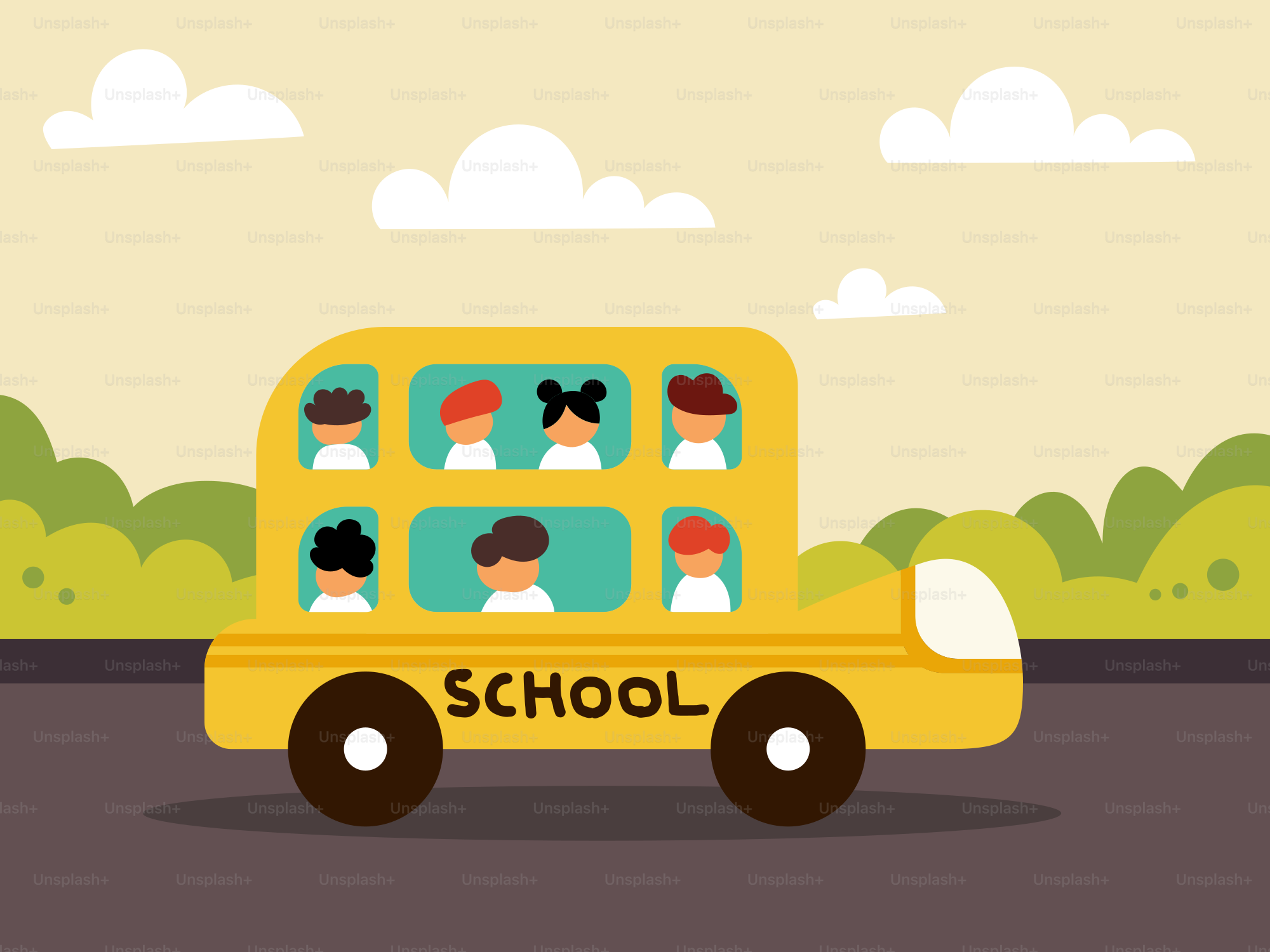 Un autobús escolar amarillo circulando por una carretera