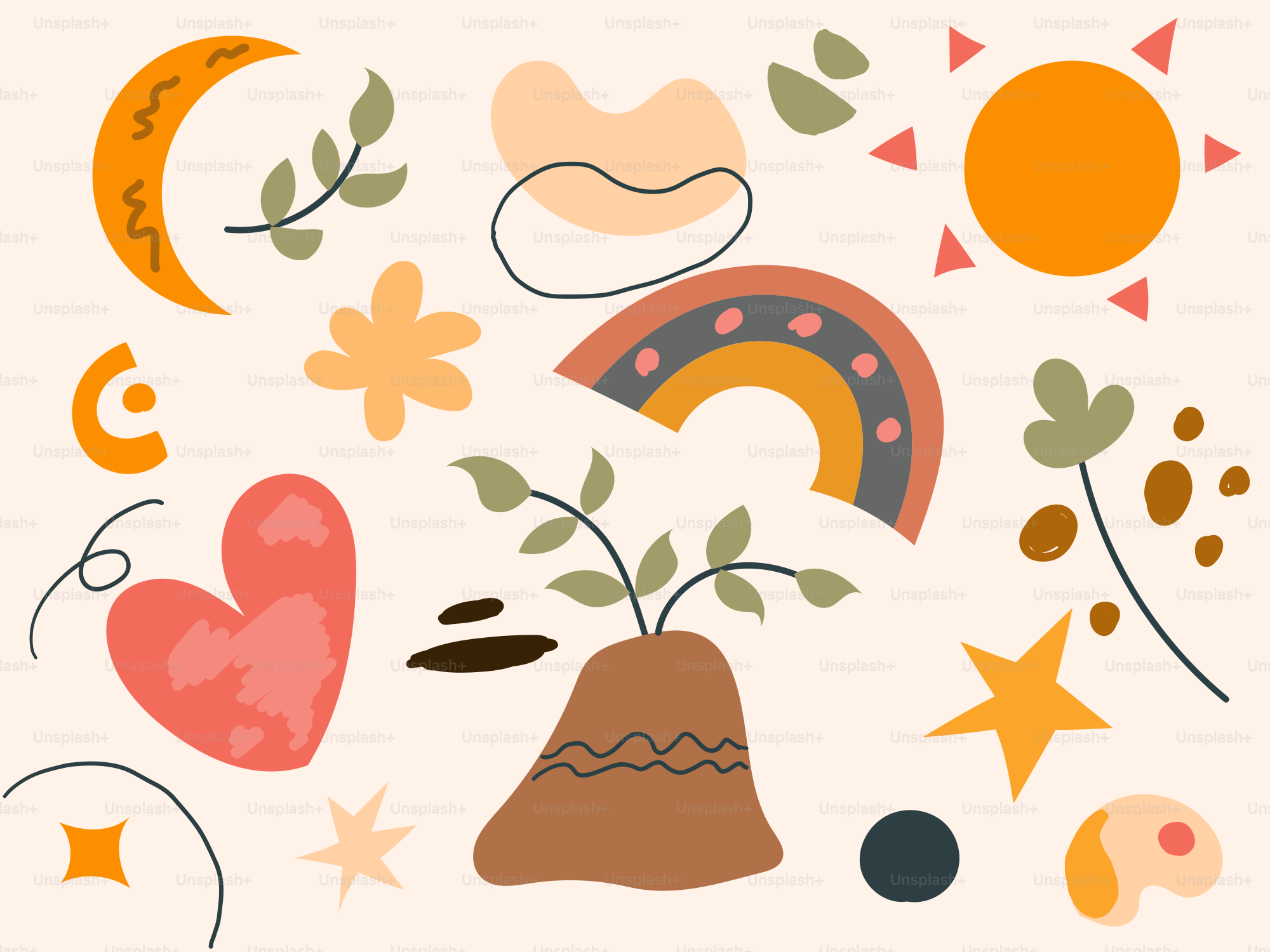 A picture of a plant with a rainbow in the background