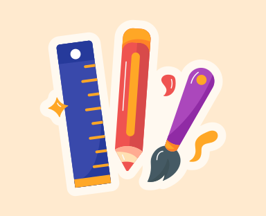 Un righello, una matita e un adesivo righello su sfondo rosa vettoriale ...