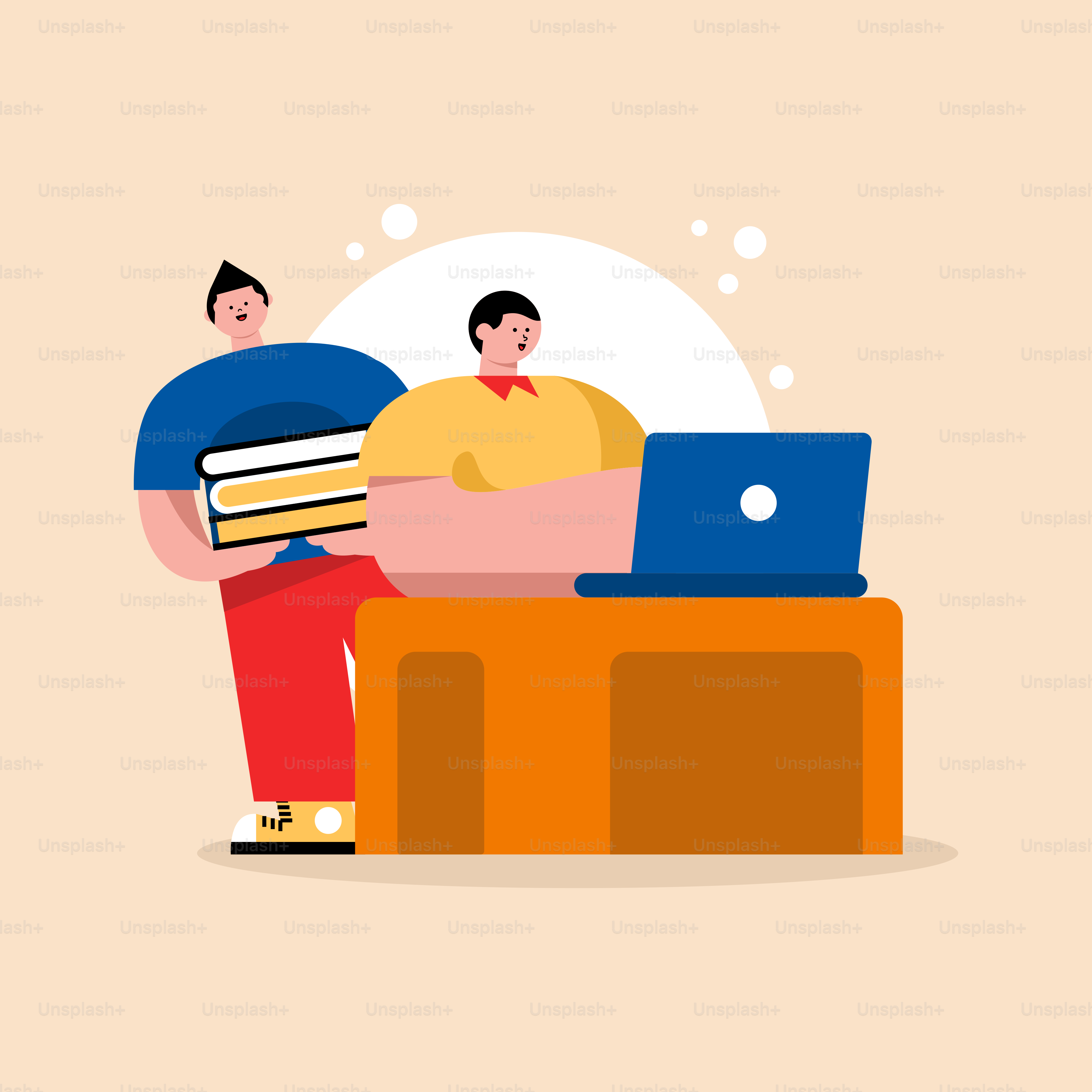 Two people sitting on a couch with a laptop