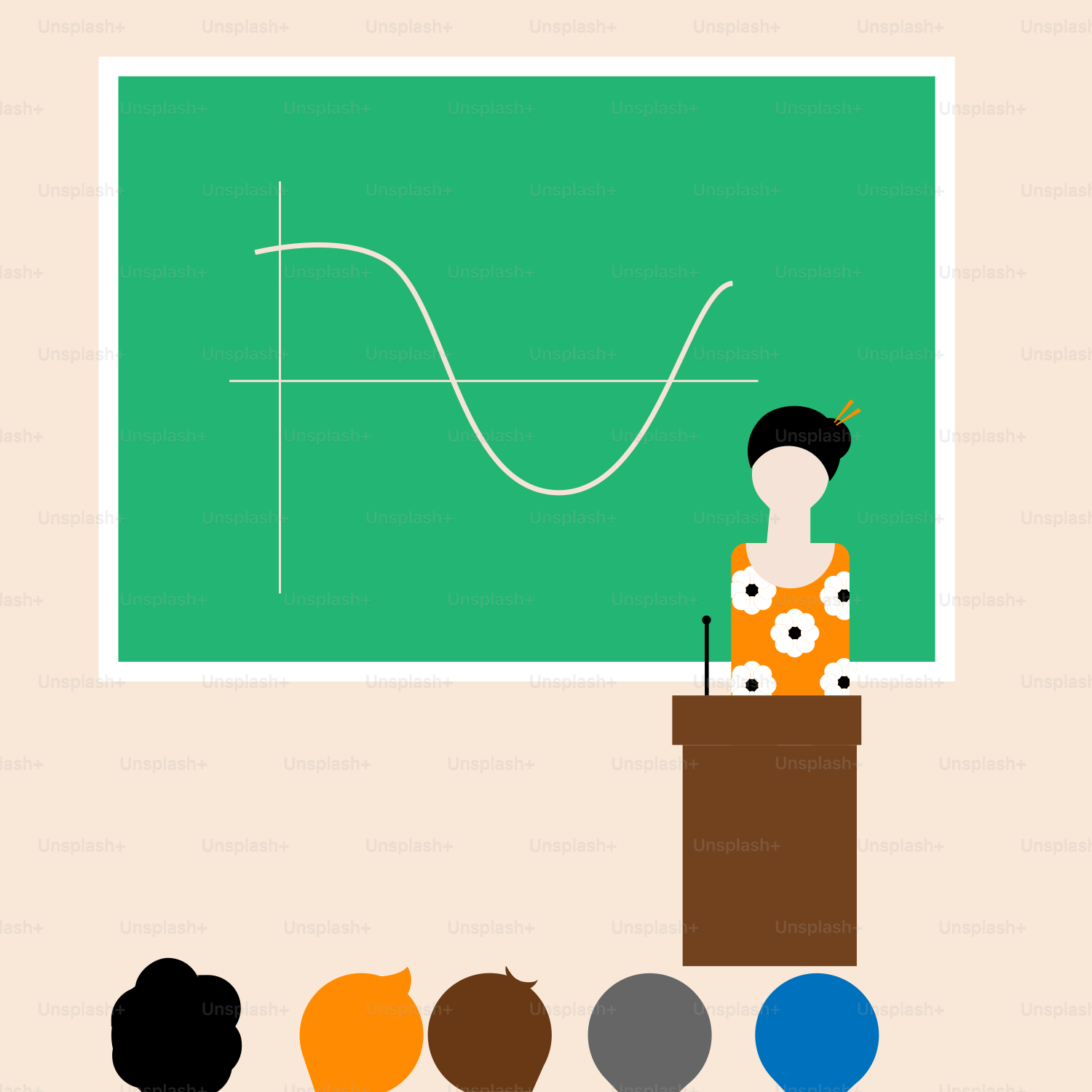 A person standing at a podium in front of a blackboard