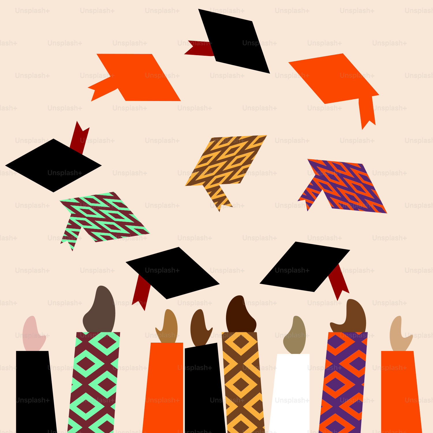 A group of people in graduation caps and gowns