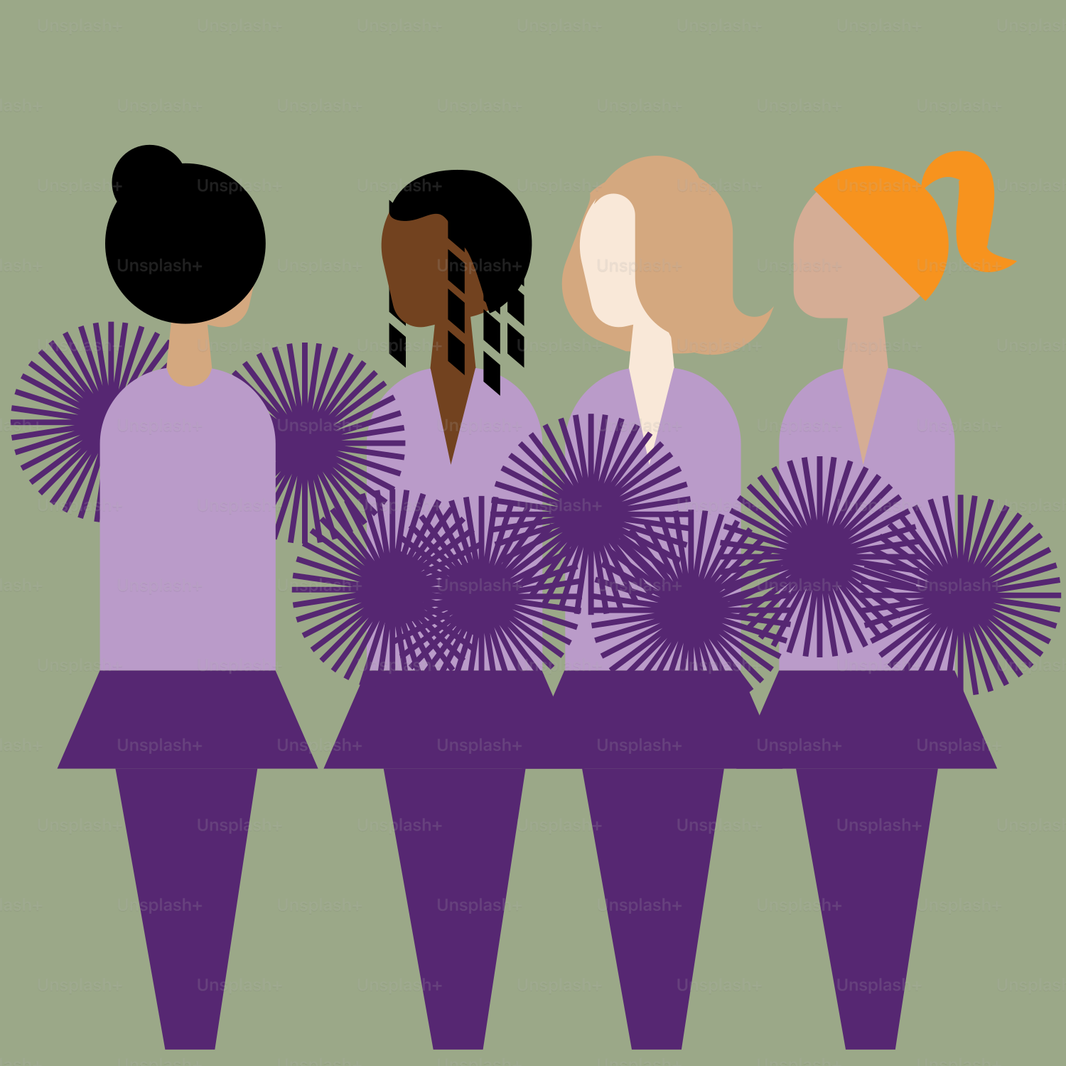 Un grupo de mujeres de pie una al lado de la otra