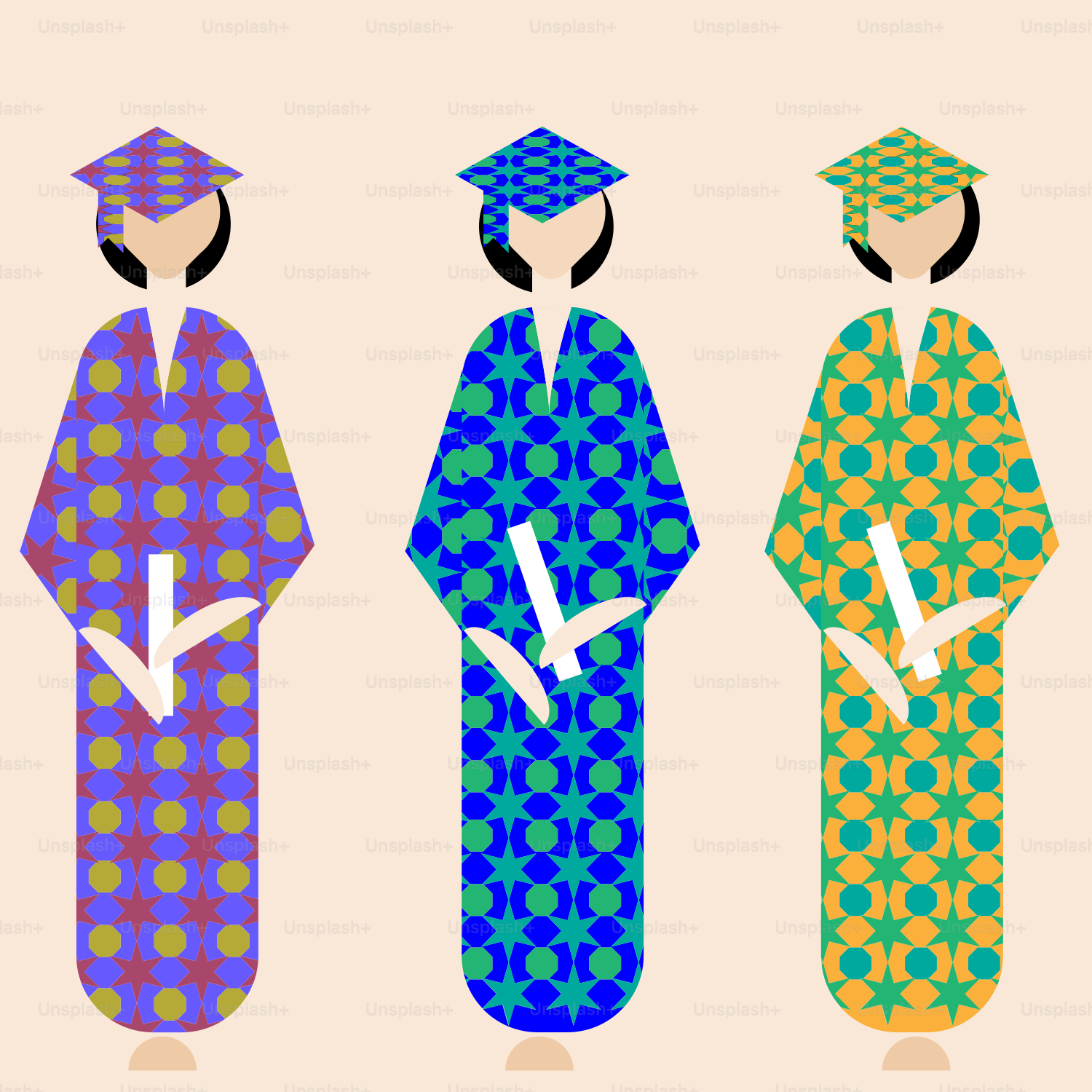 A group of people in kimonos with a clock