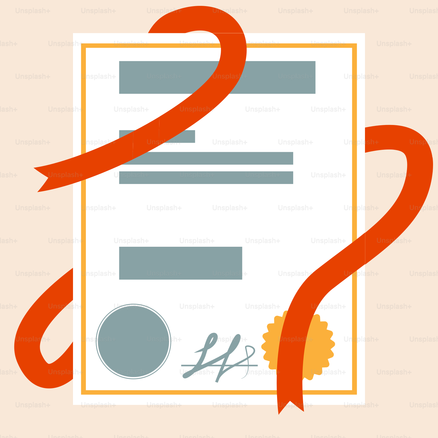 A paper with a red ribbon around it