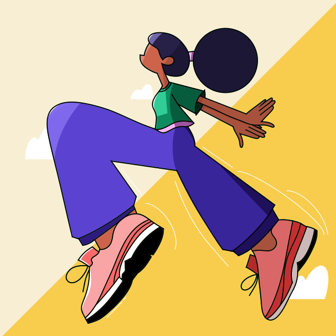 A cartoon of a woman juggling a ball