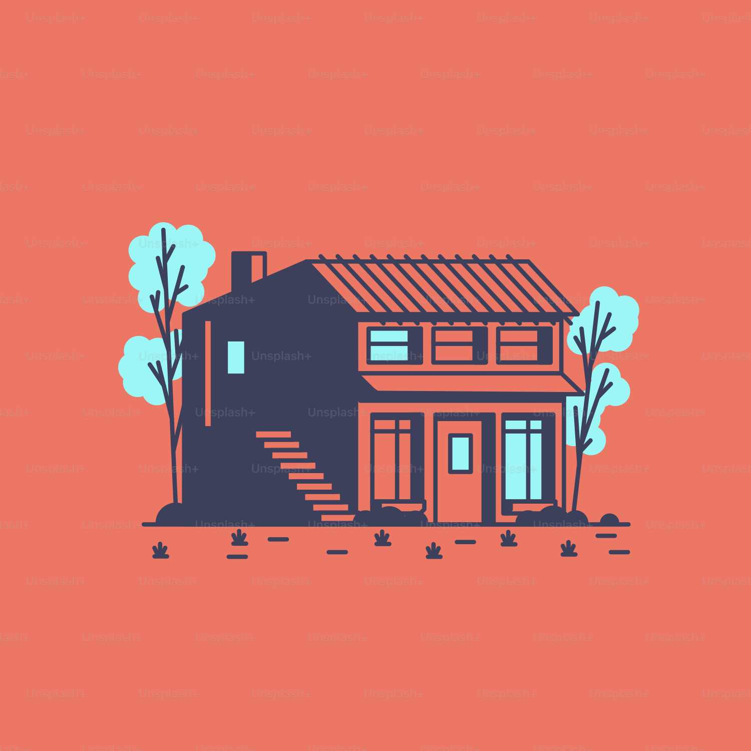 Ein Bild eines Hauses auf rosa Hintergrund