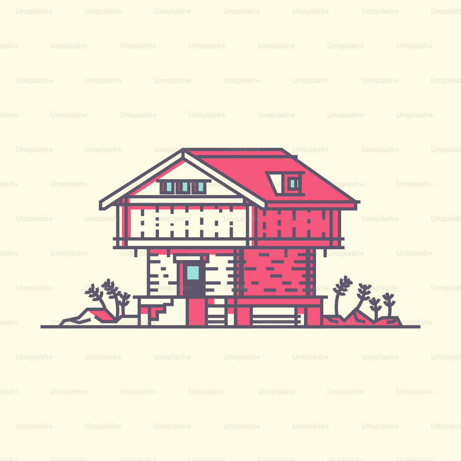 A small house with a red roof