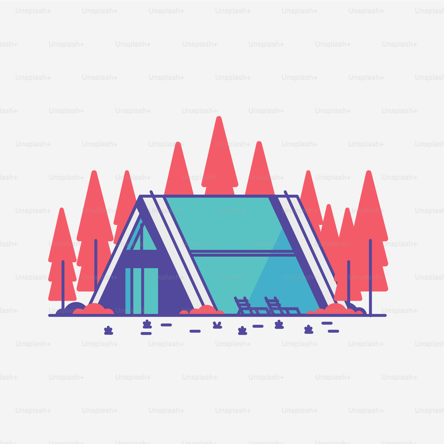 A tent with trees in the background