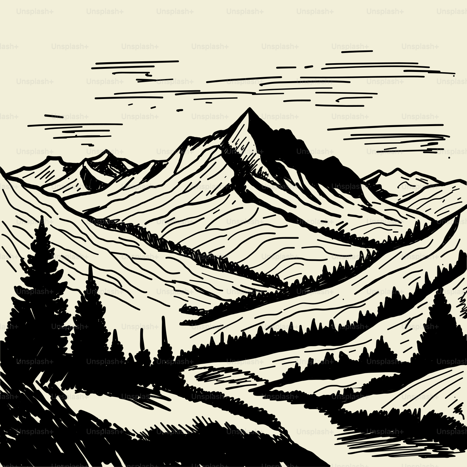 Montagne in lontananza - Robert, the younger Smirke | FeelTheArt, image size:3000x3000