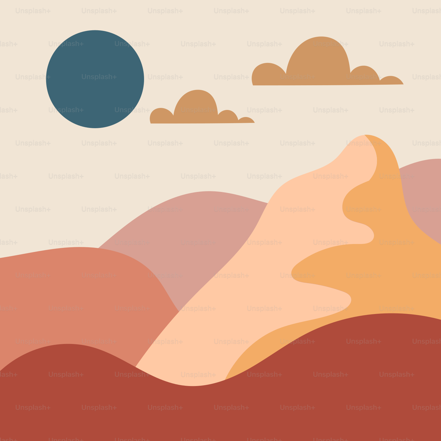 A landscape with mountains and clouds in the sky
