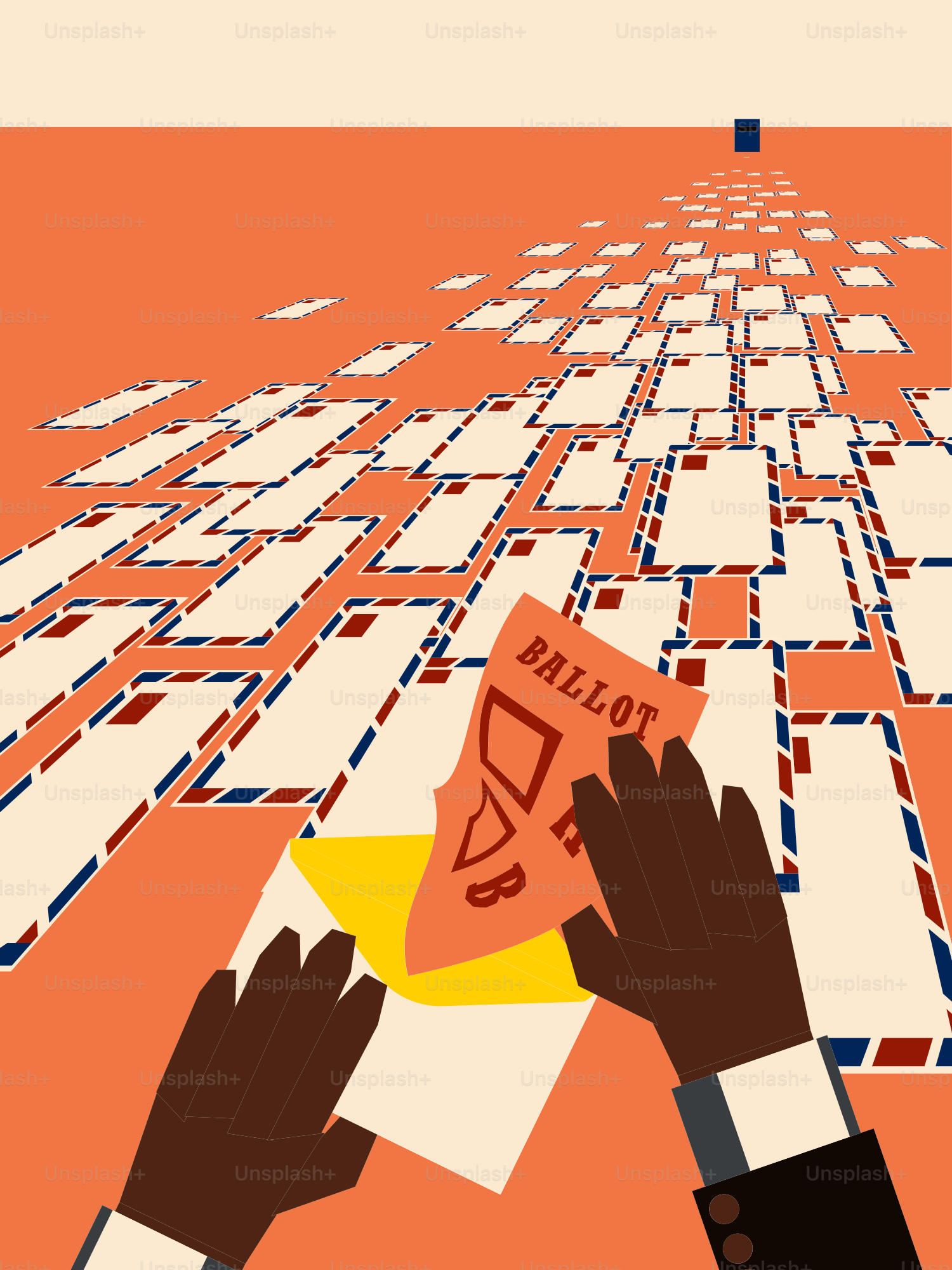 Two hands holding a piece of paper over a maze