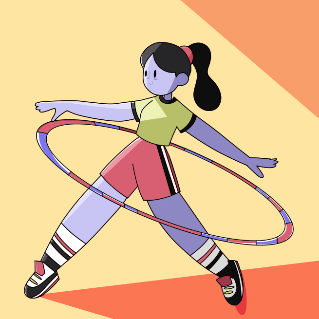 Ein Mädchen spielt mit einem Hula-Hoop.