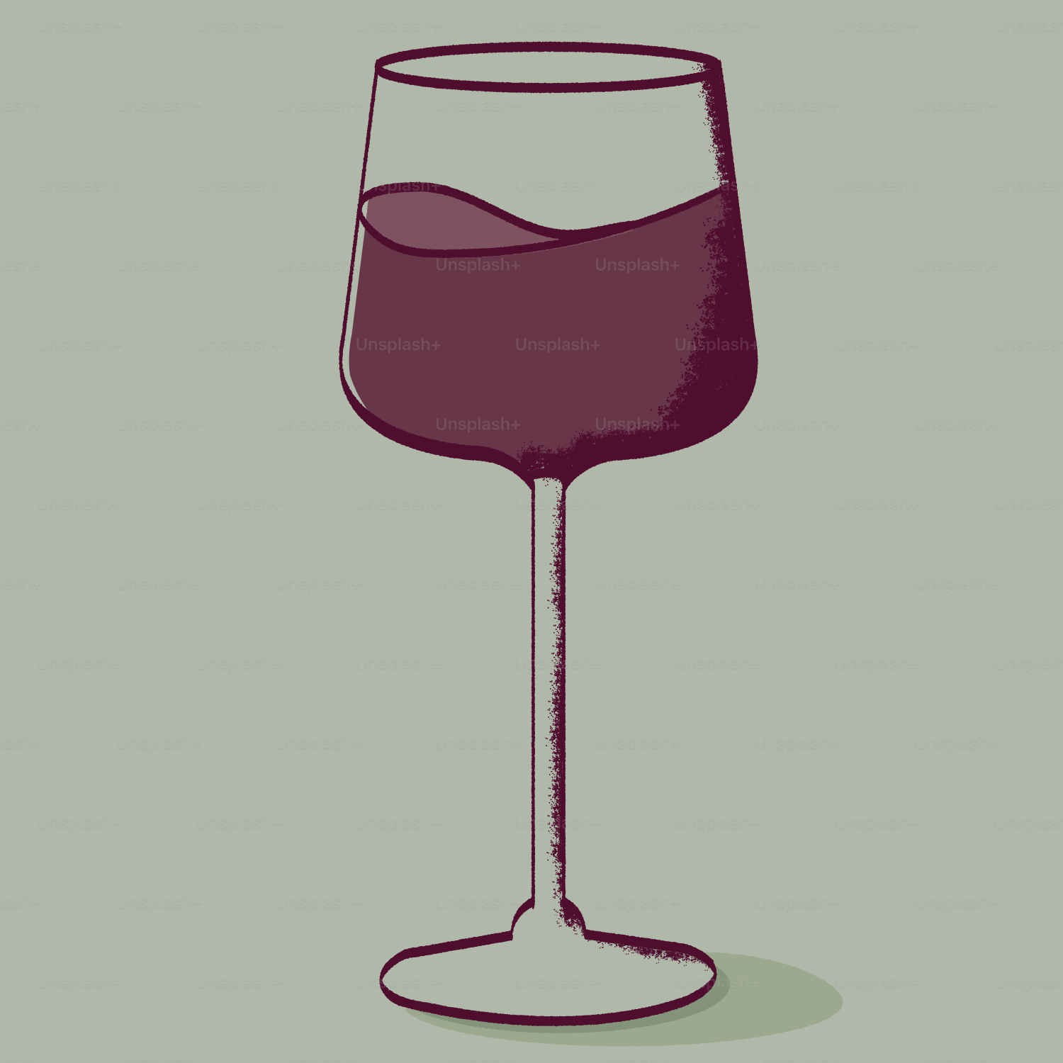 A drawing of a glass of red wine