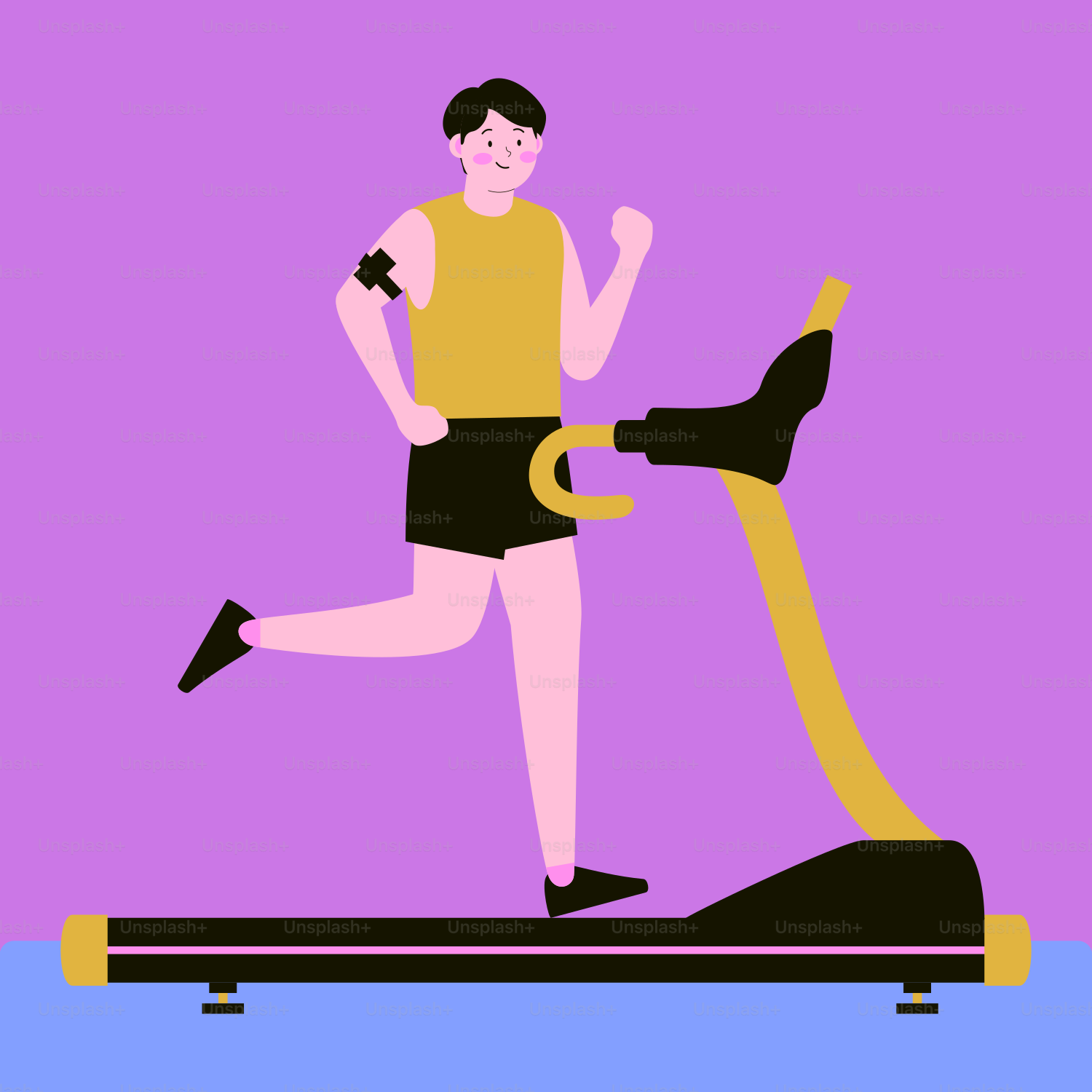 A woman running on a treadmill